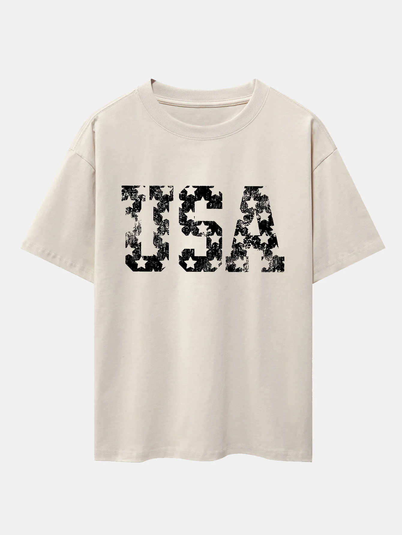 USA Print Oversize T-Shirt mit überschnittenen Schultern - Image 10