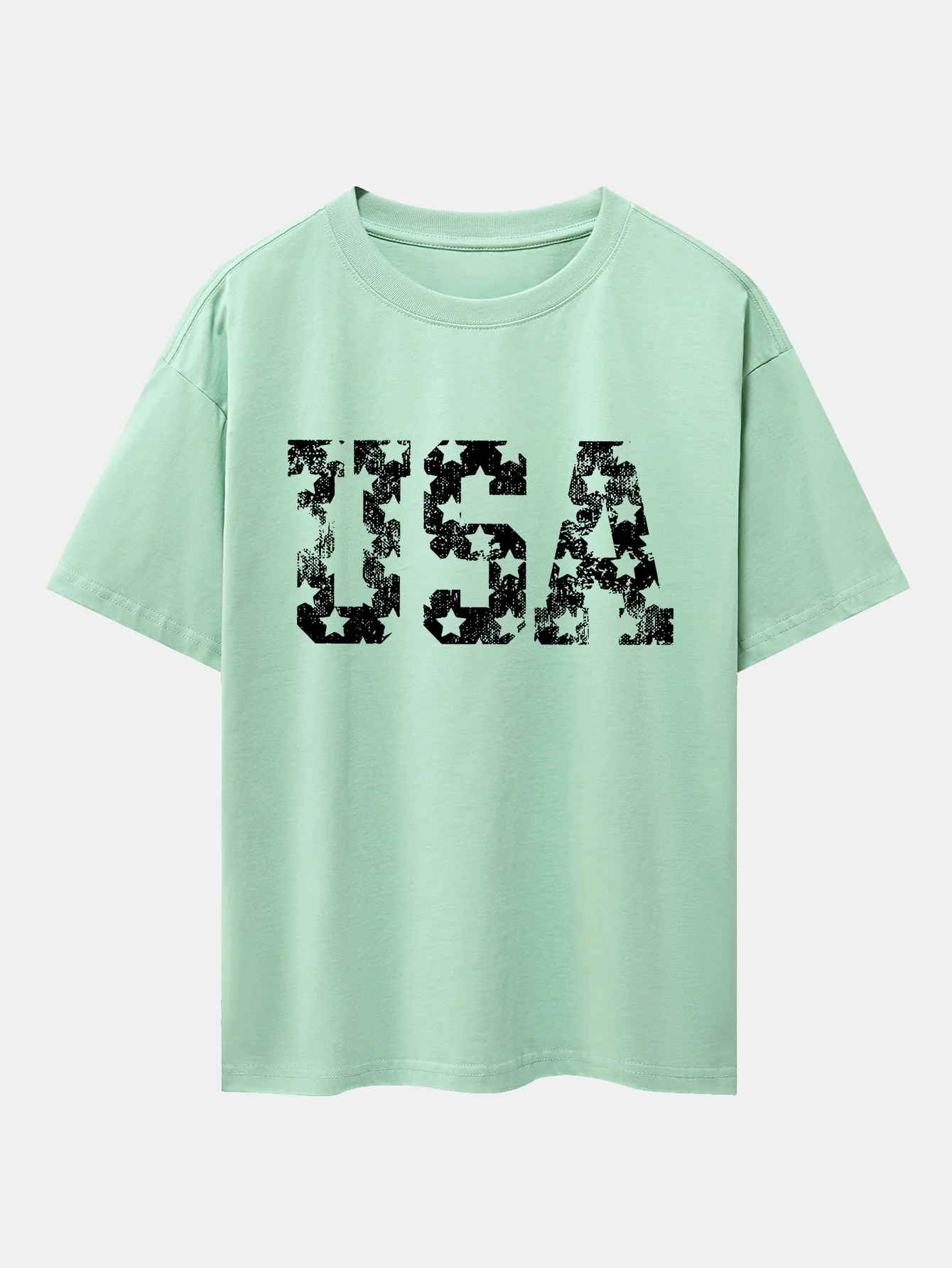 USA Print Oversize T-Shirt mit überschnittenen Schultern - Image 11
