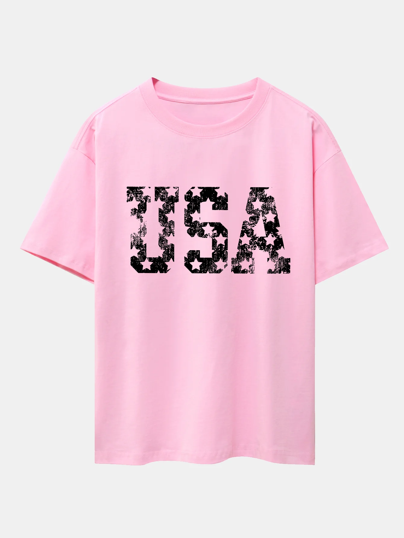 USA Print Oversize T-Shirt mit überschnittenen Schultern - Image 12