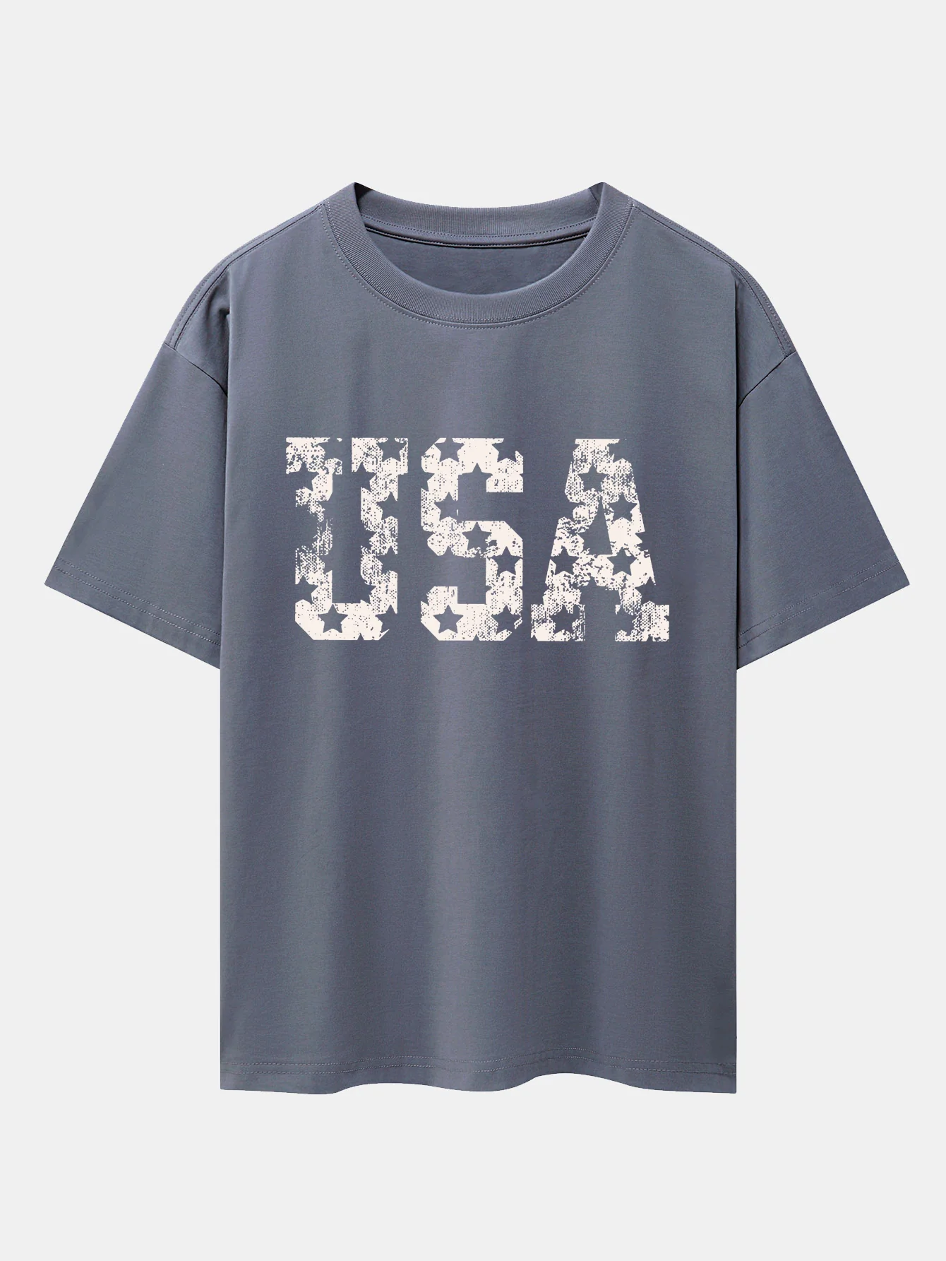 USA Print Oversize T-Shirt mit überschnittenen Schultern - Image 4