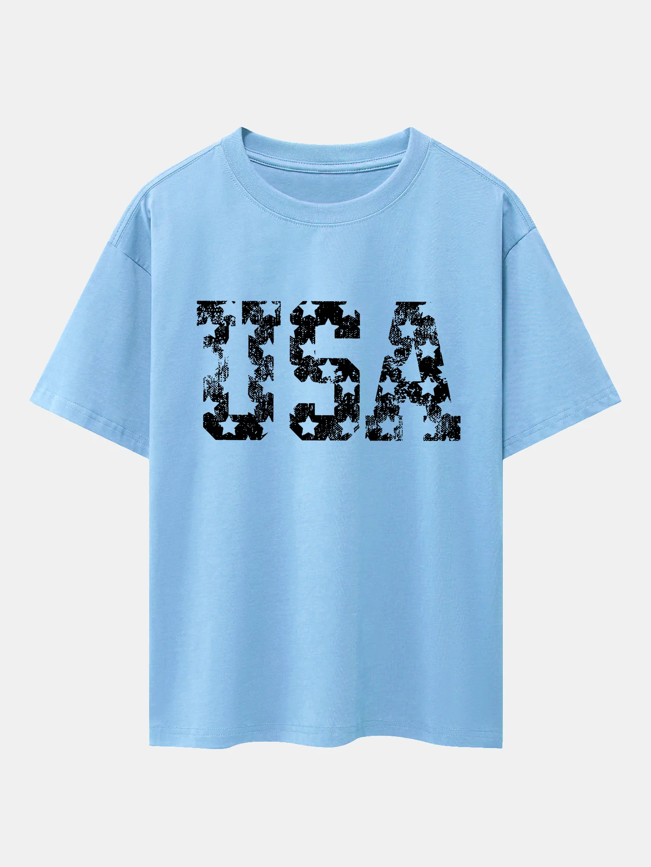 USA Print Oversize T-Shirt mit überschnittenen Schultern - Image 5
