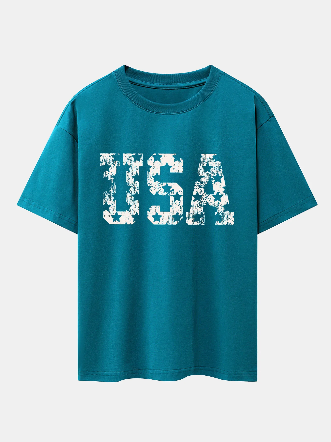 USA Print Oversize T-Shirt mit überschnittenen Schultern - Image 7