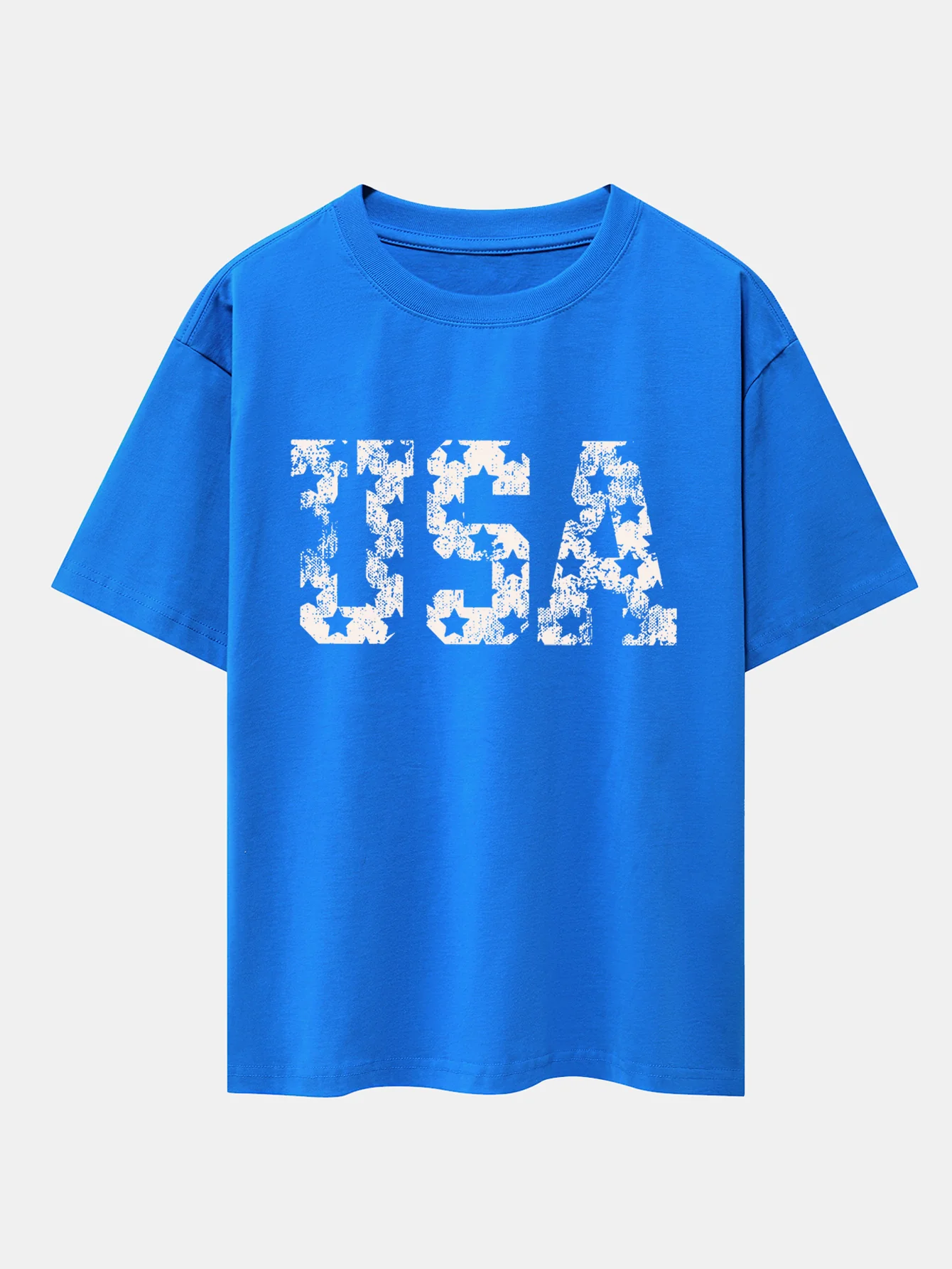 USA Print Oversize T-Shirt mit überschnittenen Schultern - Image 8