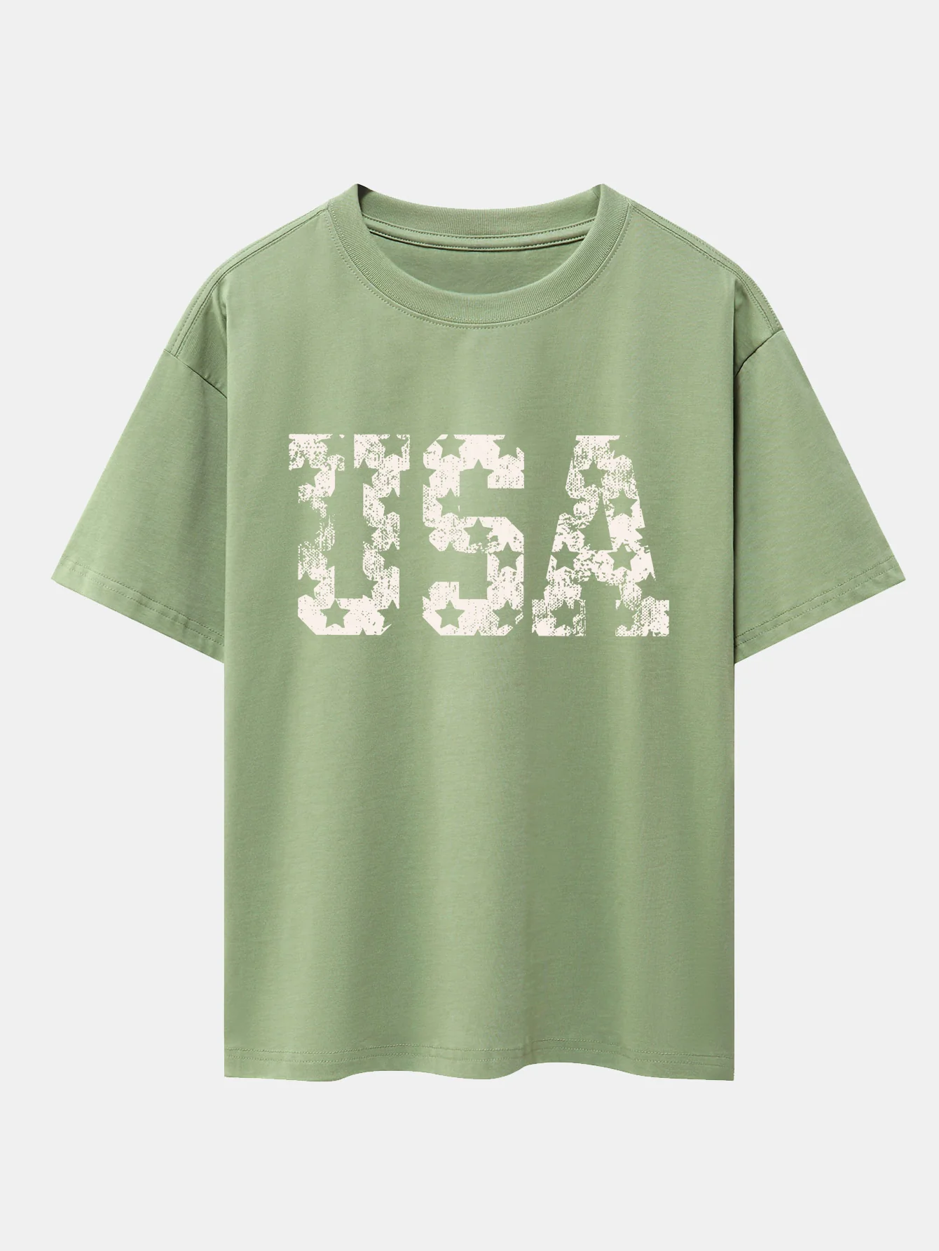 USA Print Oversize T-Shirt mit überschnittenen Schultern - Image 9