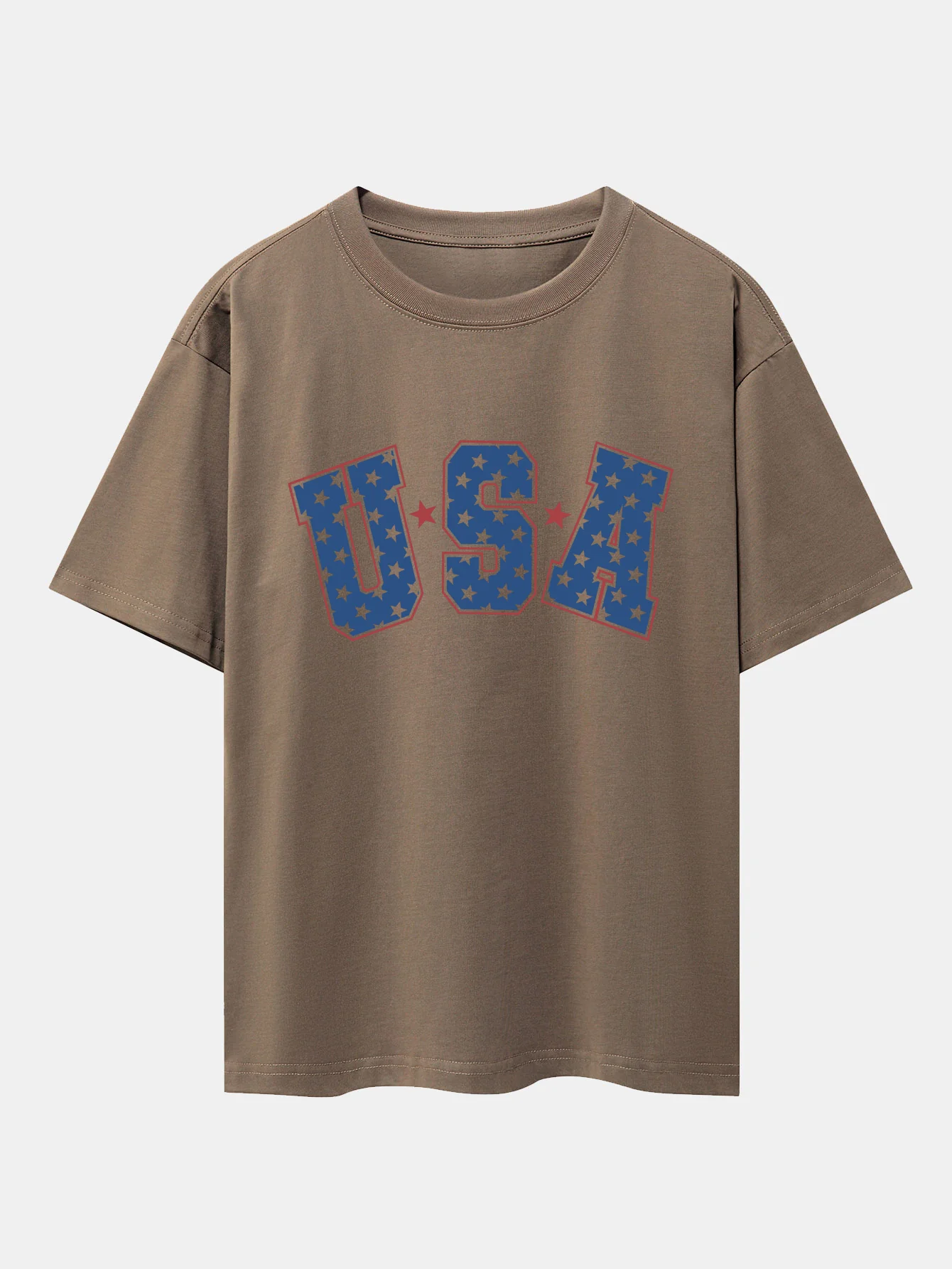 USA Print Oversize T-Shirt mit überschnittenen Schultern - Image 12