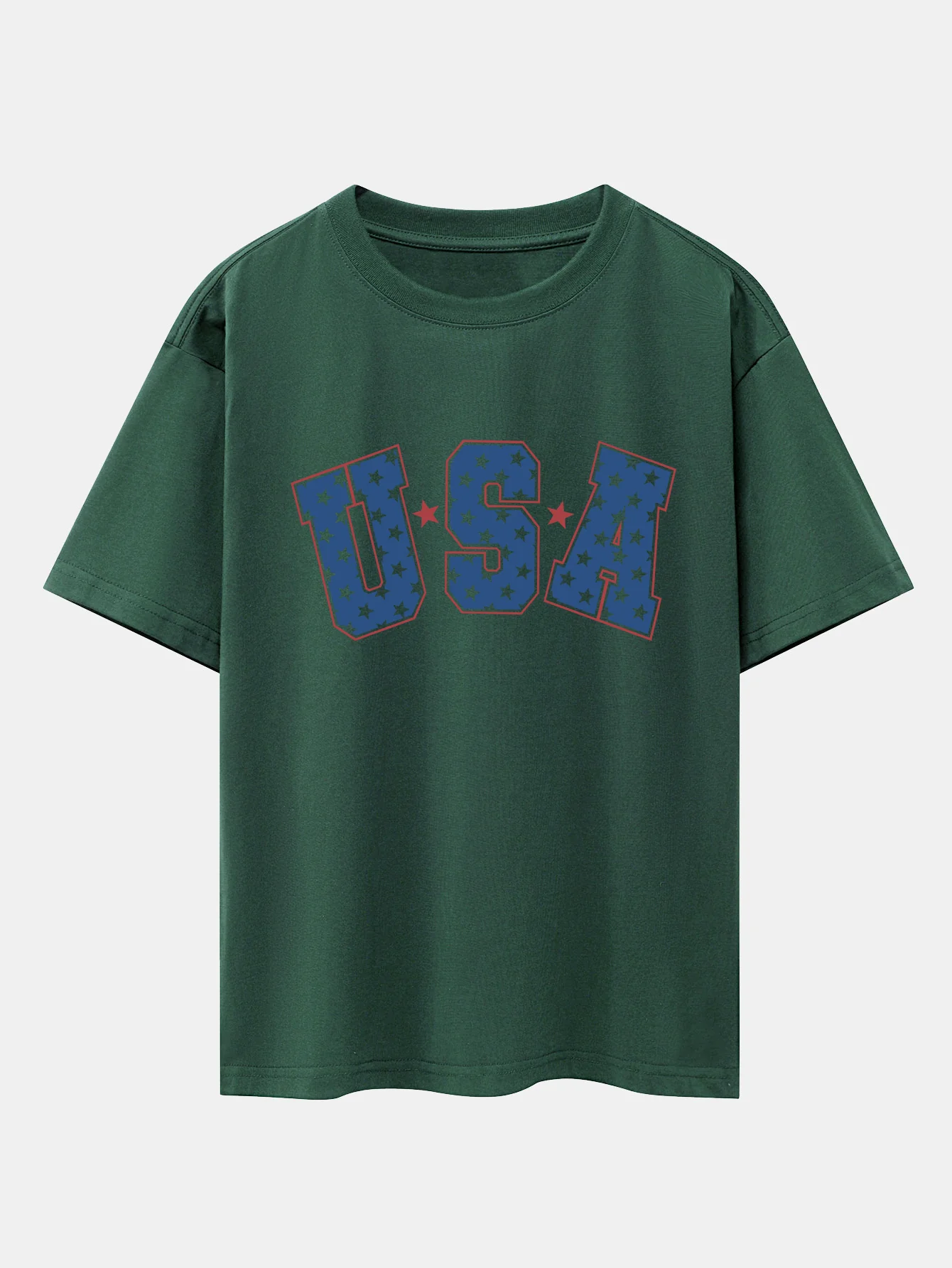 USA Print Oversize T-Shirt mit überschnittenen Schultern - Image 13