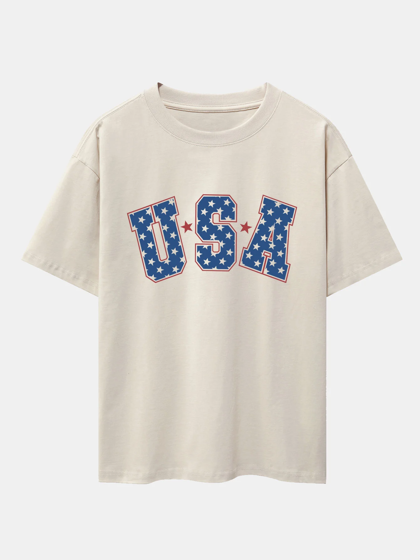 USA Print Oversize T-Shirt mit überschnittenen Schultern - Image 3