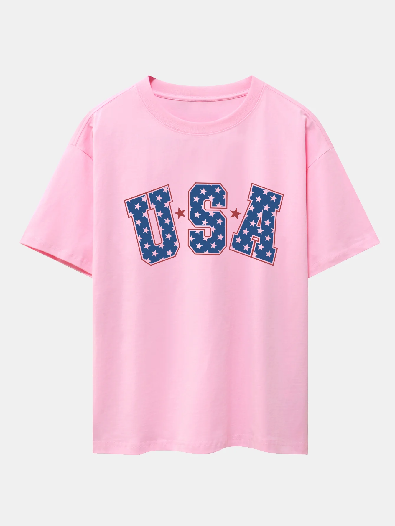 USA Print Oversize T-Shirt mit überschnittenen Schultern - Image 4