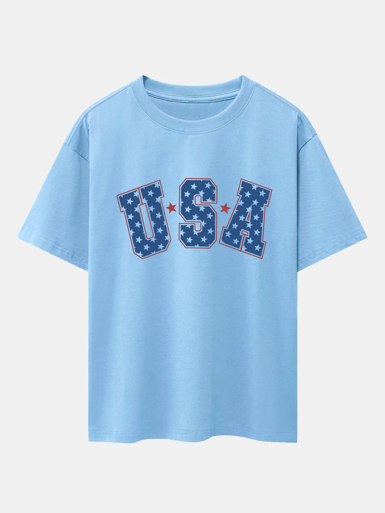 USA Print Oversize T-Shirt mit überschnittenen Schultern - Image 5