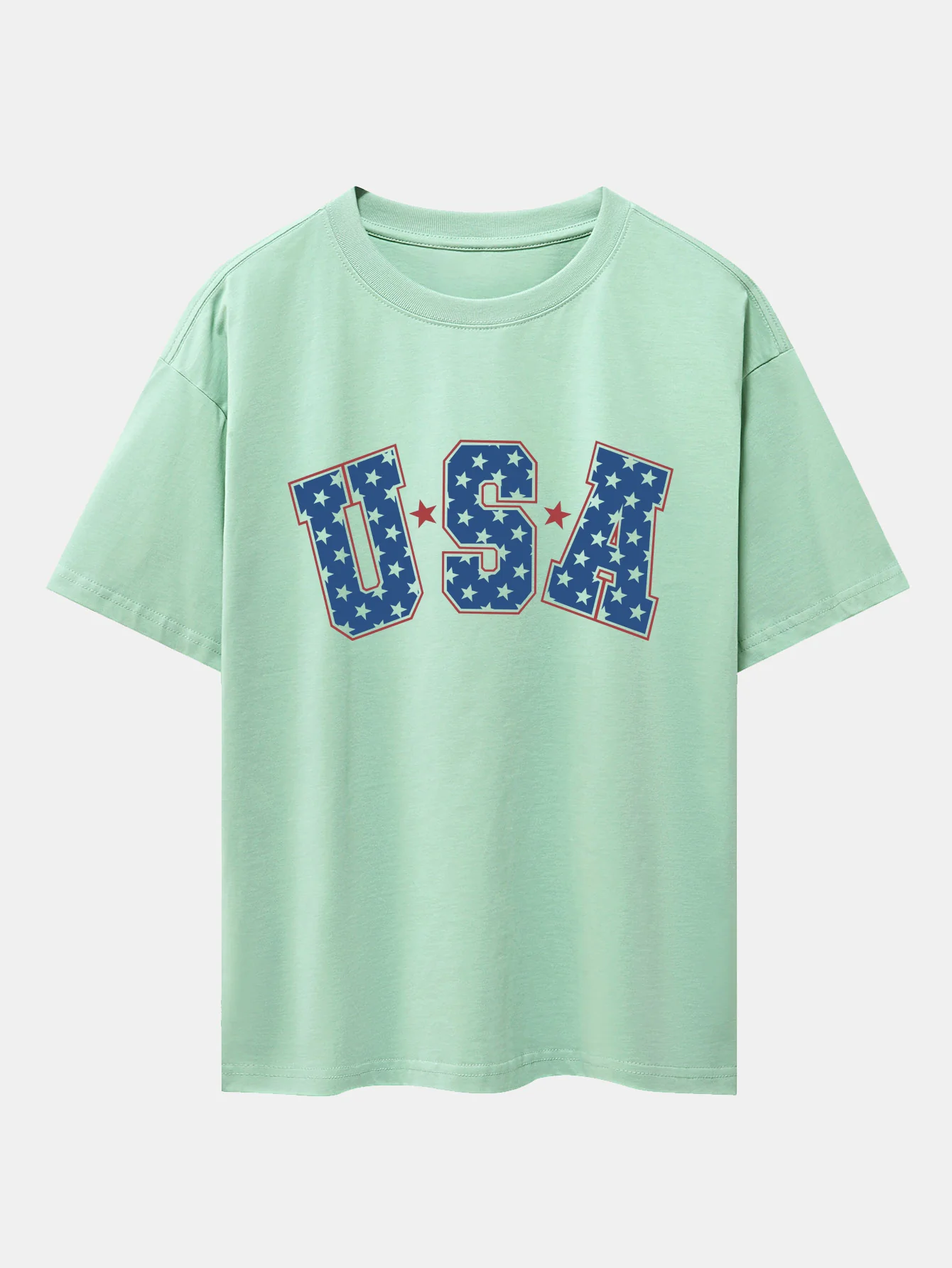 USA Print Oversize T-Shirt mit überschnittenen Schultern - Image 7