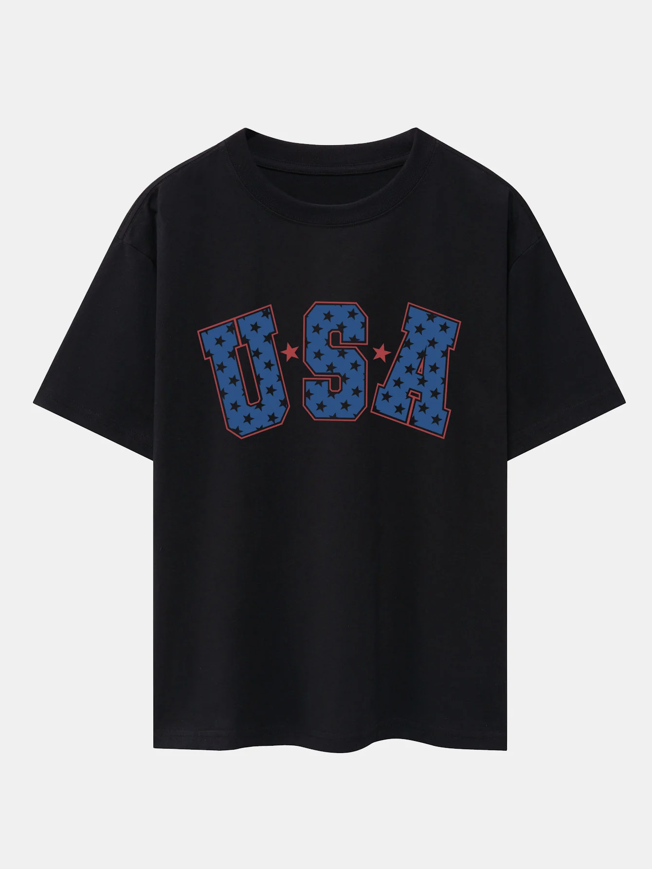 USA Print Oversize T-Shirt mit überschnittenen Schultern - Image 8