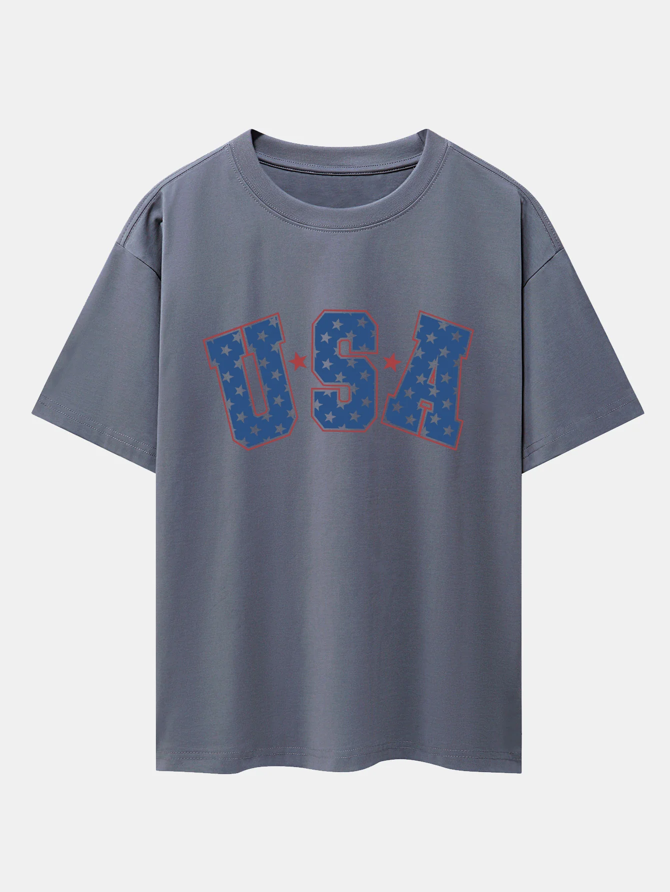 USA Print Oversize T-Shirt mit überschnittenen Schultern - Image 9