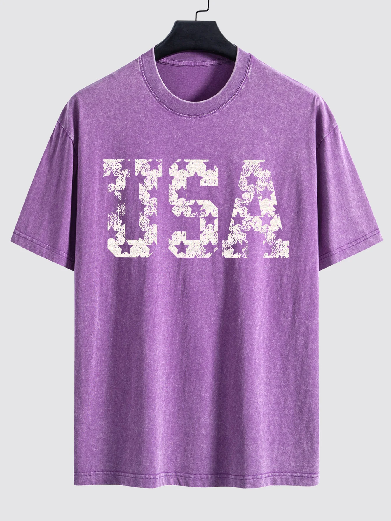 USA Print Gewaschenes Distressed Drop-Shoulder T-Shirt - Image 5