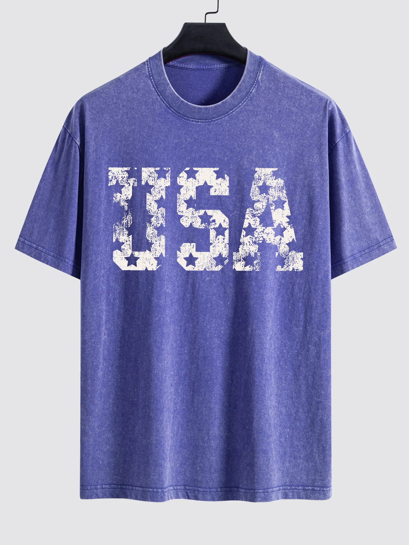 USA Print Gewaschenes Distressed Drop-Shoulder T-Shirt - Image 6