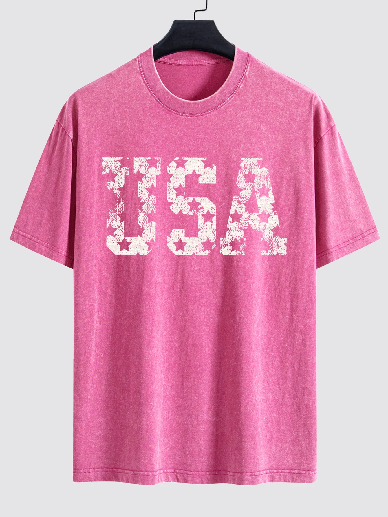 USA Print Gewaschenes Distressed Drop-Shoulder T-Shirt - Image 7