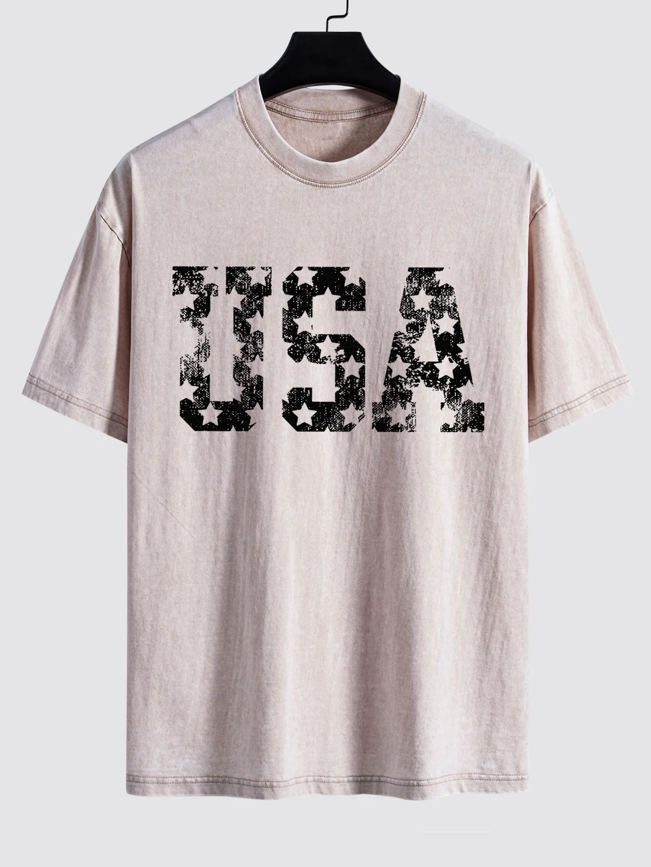 USA Print Gewaschenes Distressed Drop-Shoulder T-Shirt - Image 9