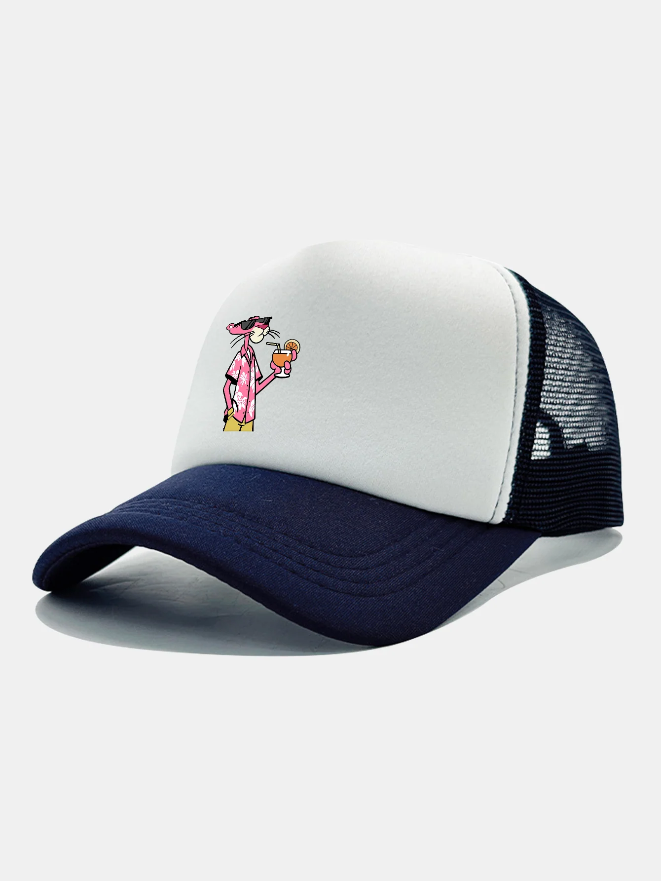 Vacation Pink Panther Print Contrast Mesh Baseball Cap - Image 6