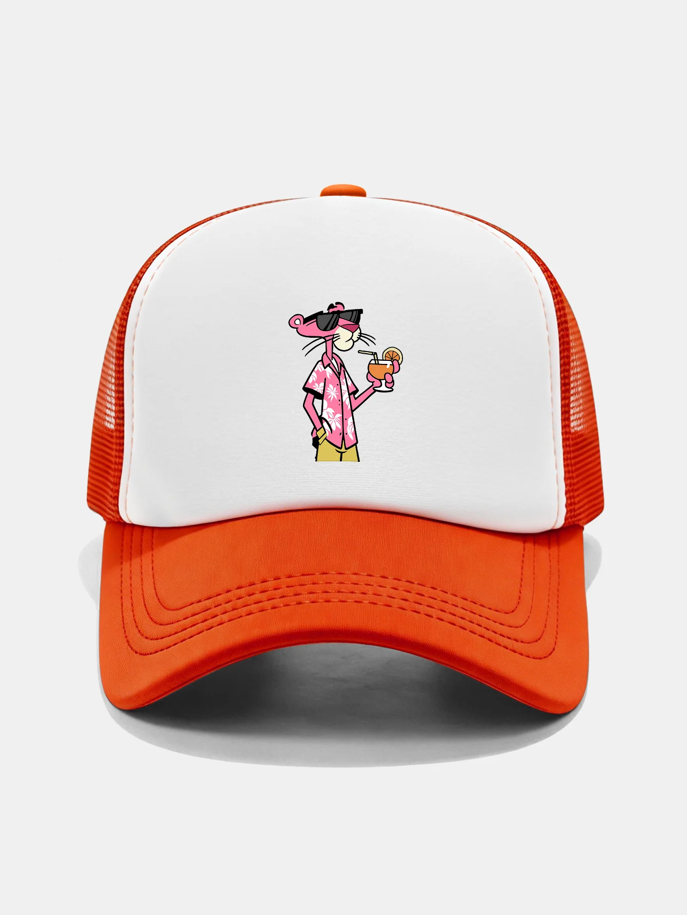 Vacation Pink Panther Print Contrast Mesh Baseball Cap - Image 7