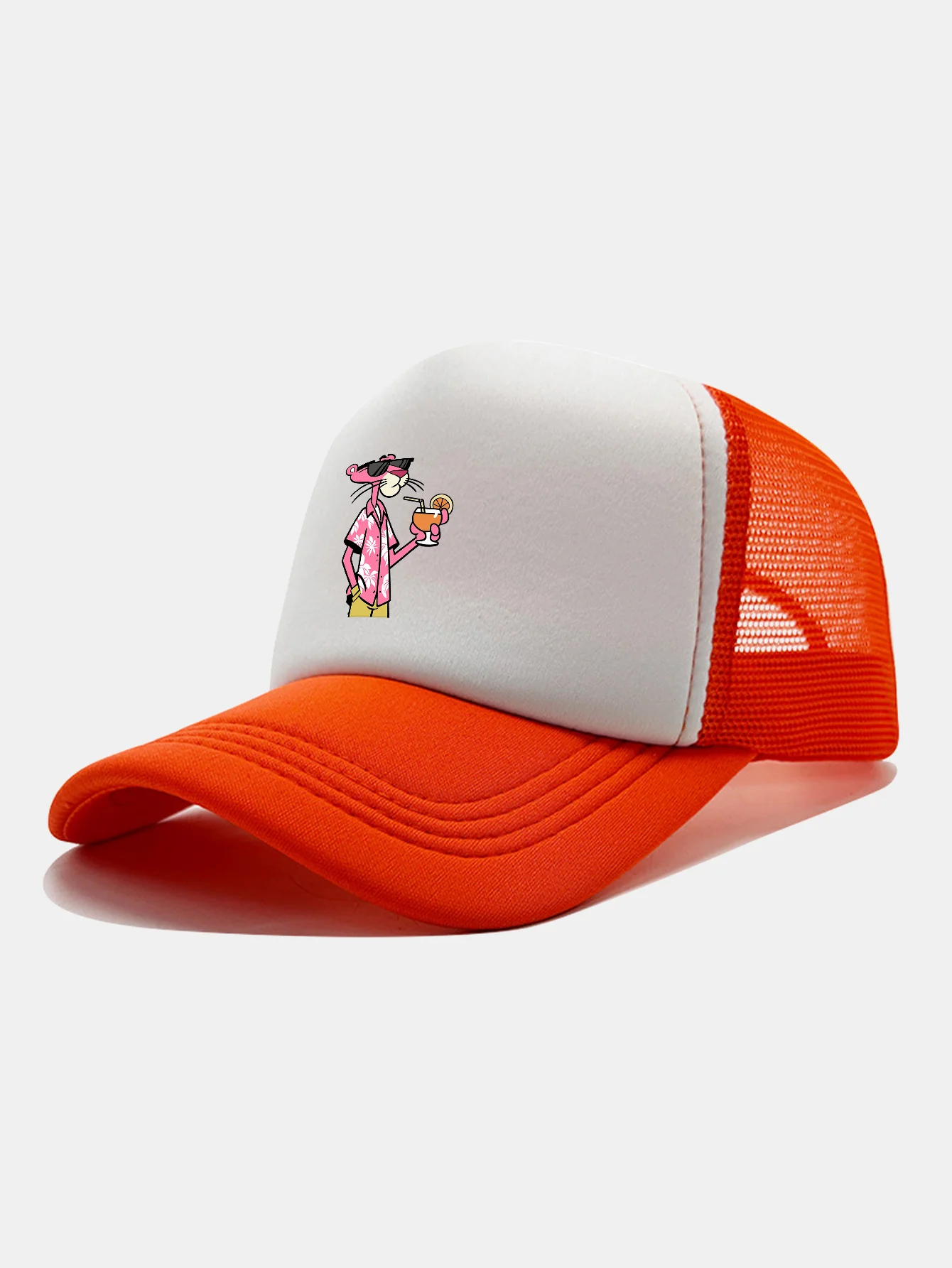 Vacation Pink Panther Print Contrast Mesh Baseball Cap - Image 8