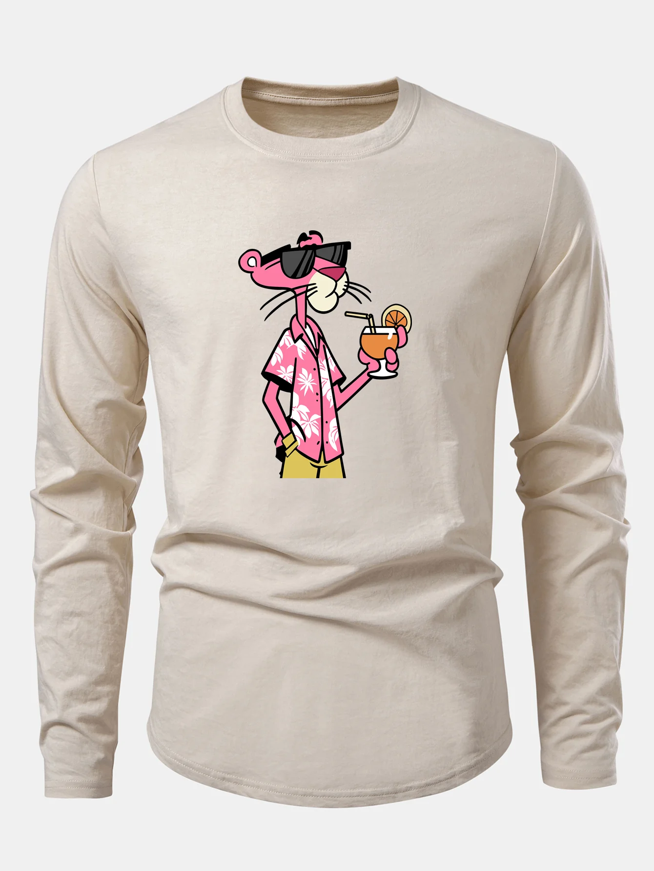 Vacation Pink Panther Print Cotton Arc Hem T-Shirt - Image 3