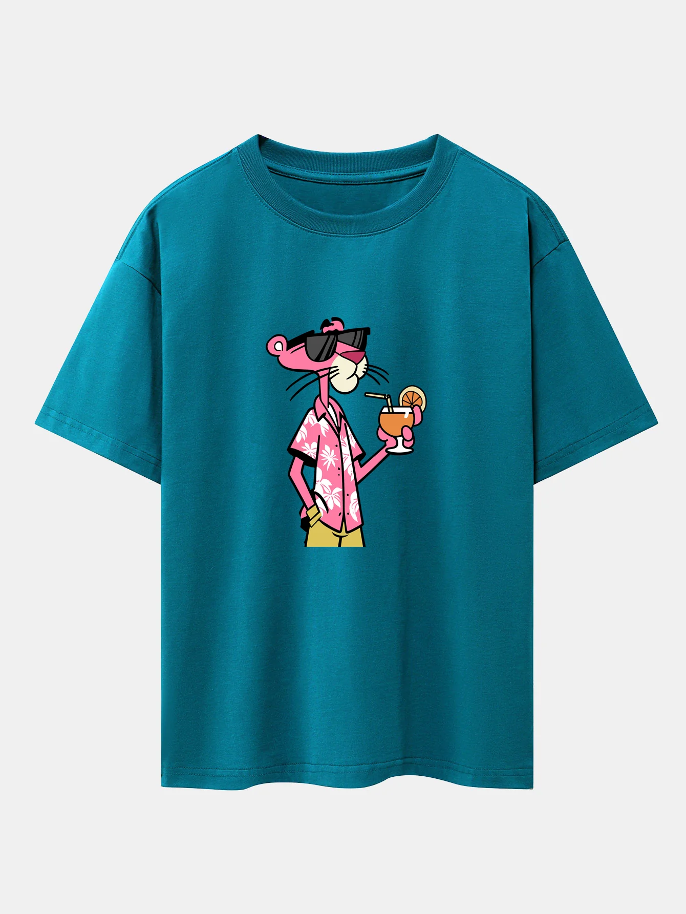 Vacation Pink Panther Print Drop Shoulder Oversize T-Shirt - Image 10