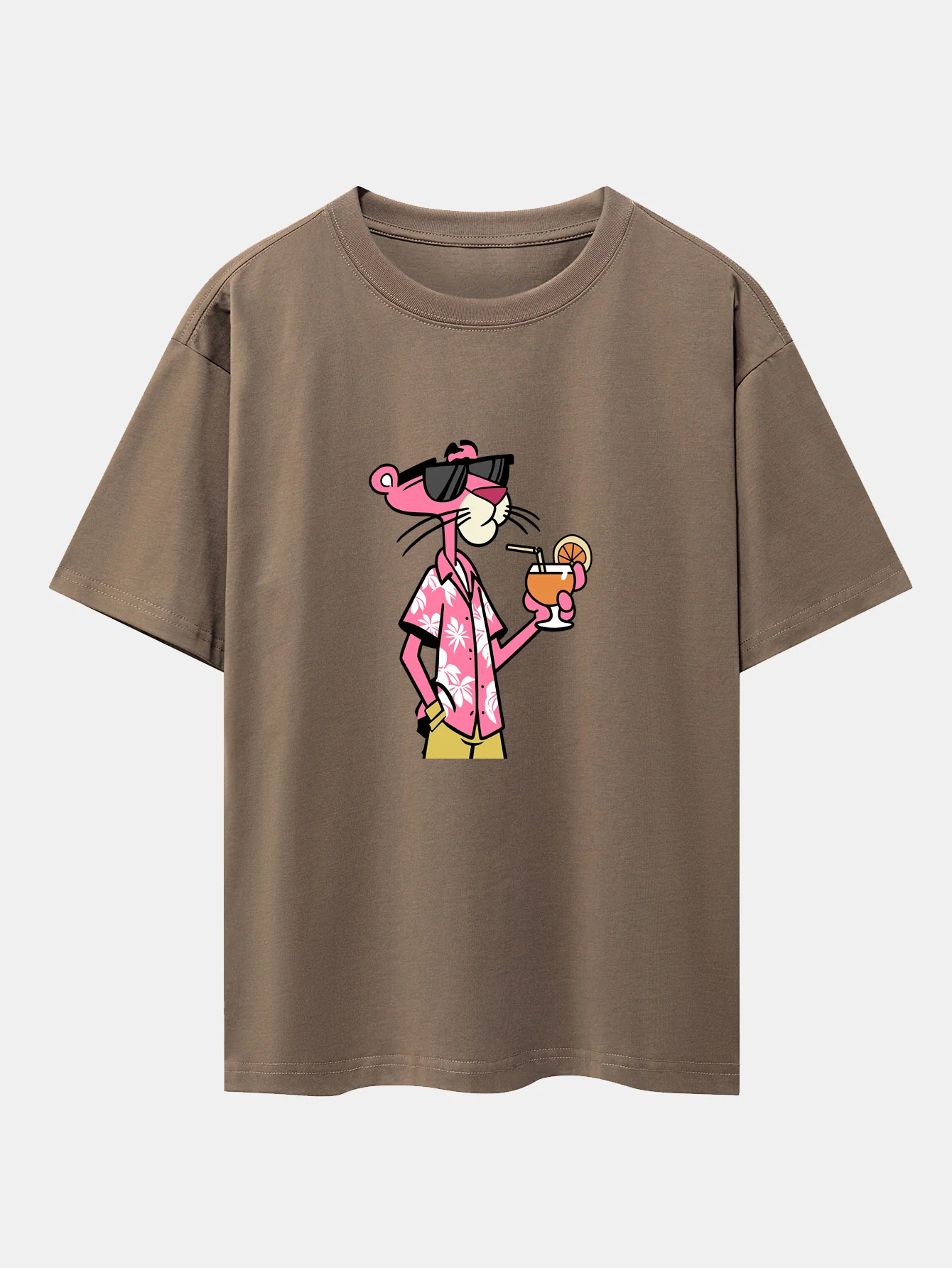 Vacation Pink Panther Print Drop Shoulder Oversize T-Shirt - Image 11