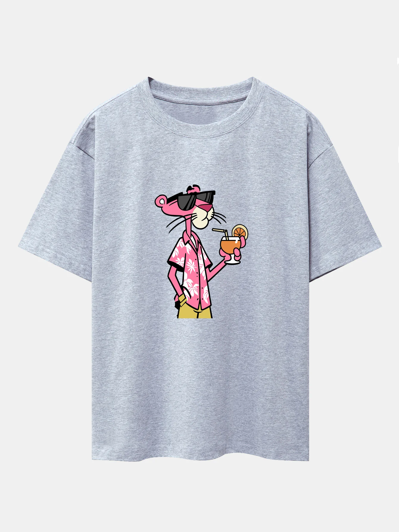Vacation Pink Panther Print Drop Shoulder Oversize T-Shirt - Image 13