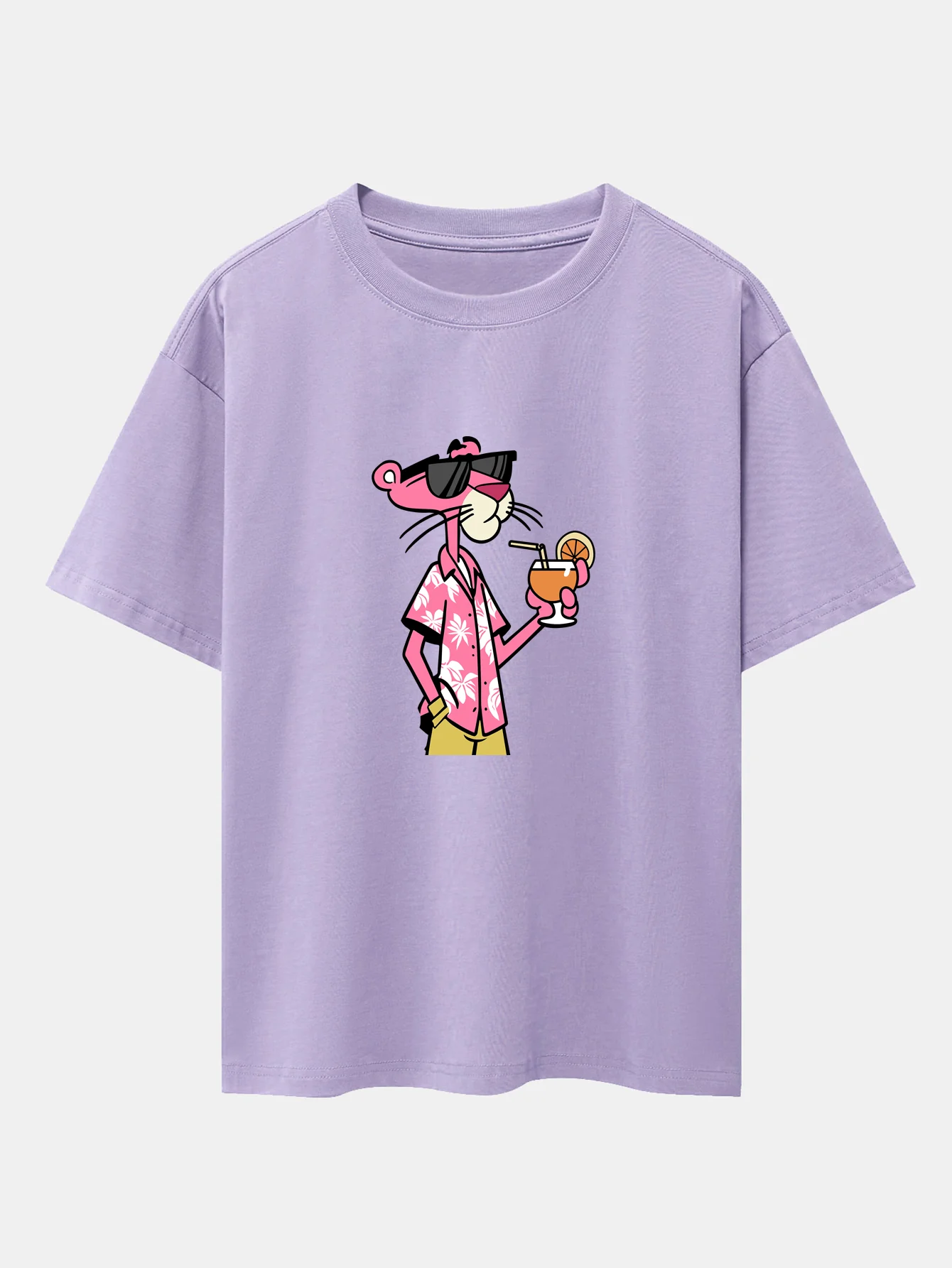 Vacation Pink Panther Print Drop Shoulder Oversize T-Shirt - Image 15