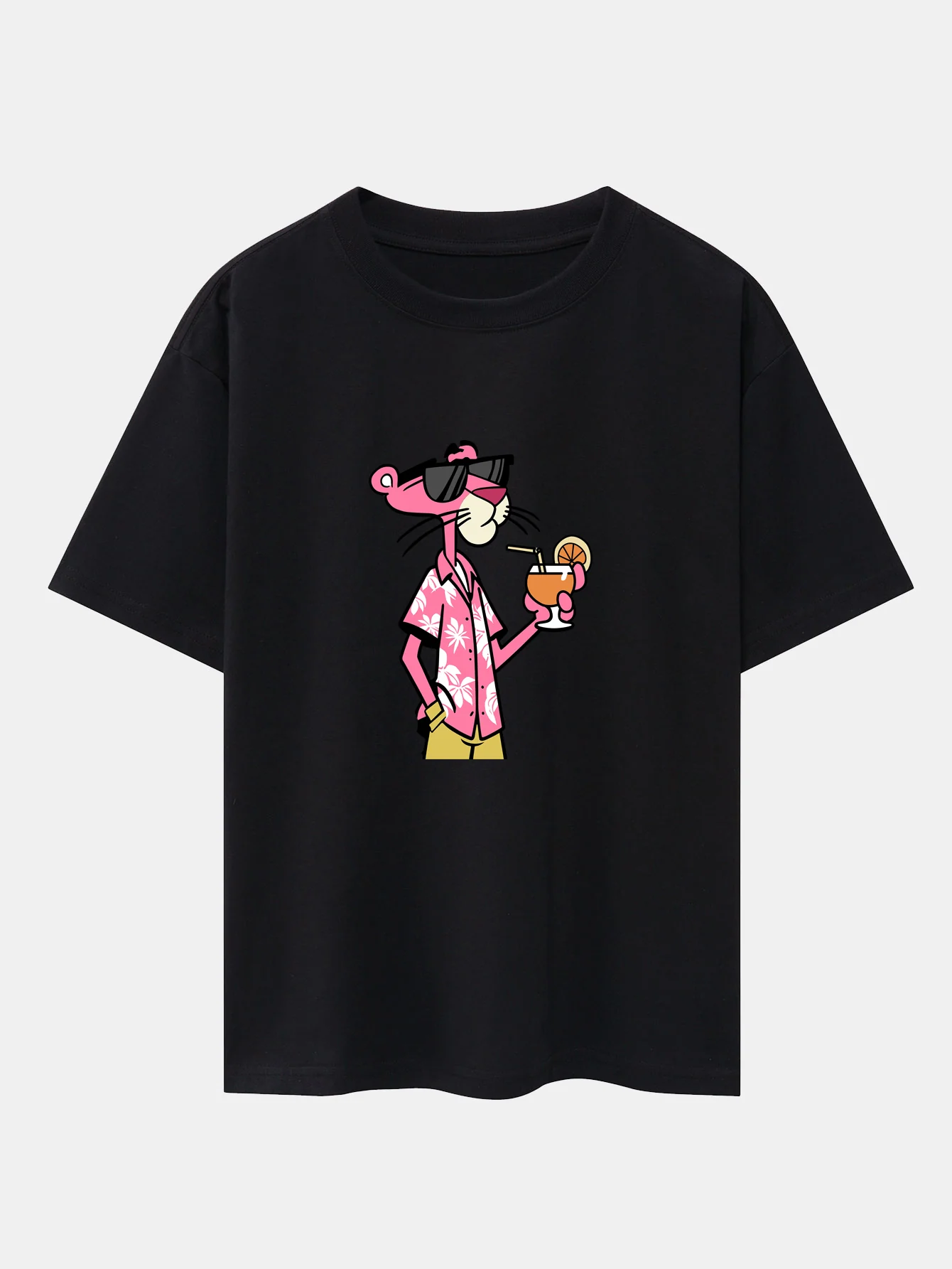 Vacation Pink Panther Print Drop Shoulder Oversize T-Shirt - Image 3