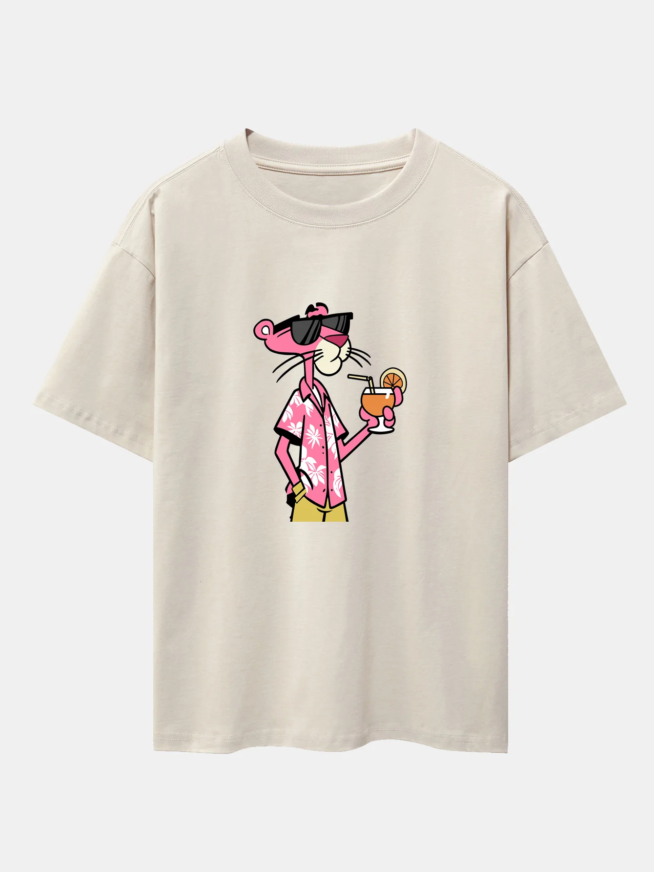 Vacation Pink Panther Print Drop Shoulder Oversize T-Shirt - Image 4