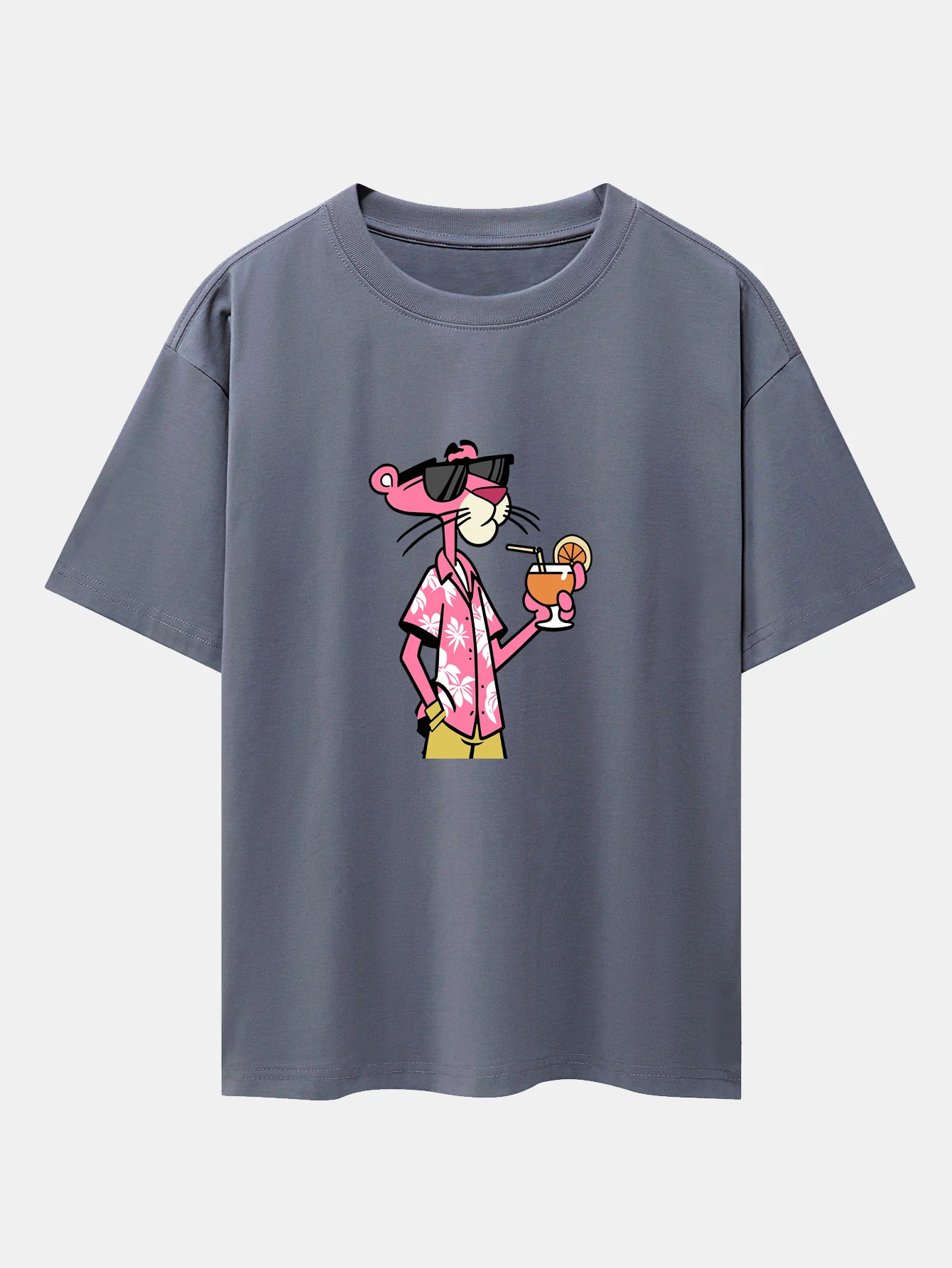 Vacation Pink Panther Print Drop Shoulder Oversize T-Shirt - Image 5