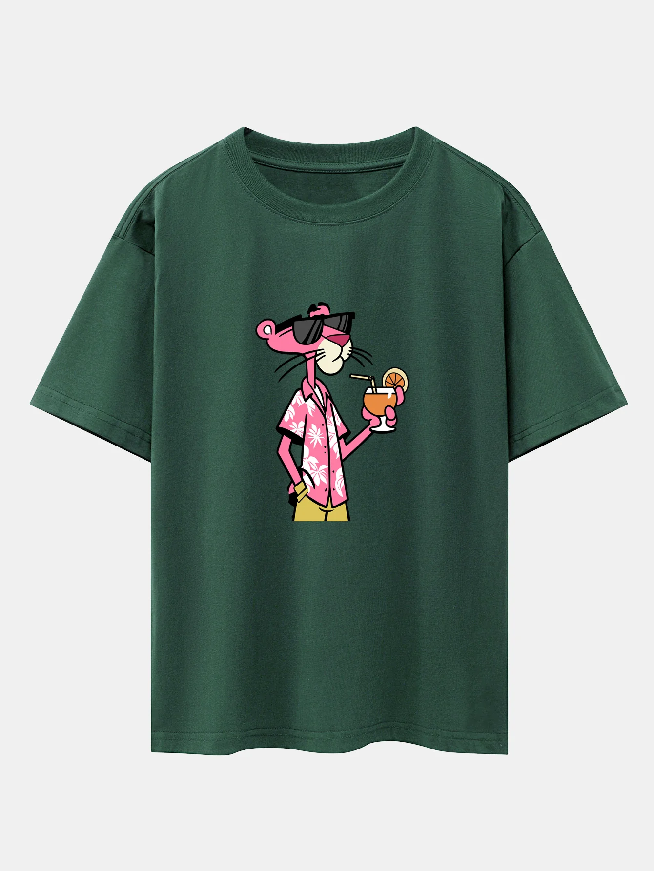 Vacation Pink Panther Print Drop Shoulder Oversize T-Shirt - Image 8