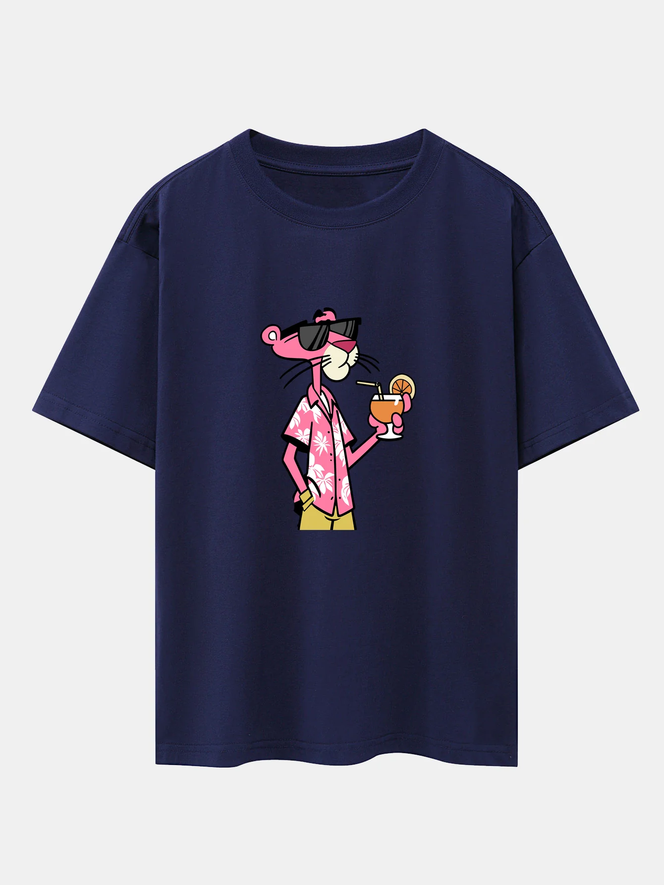 Vacation Pink Panther Print Drop Shoulder Oversize T-Shirt - Image 9