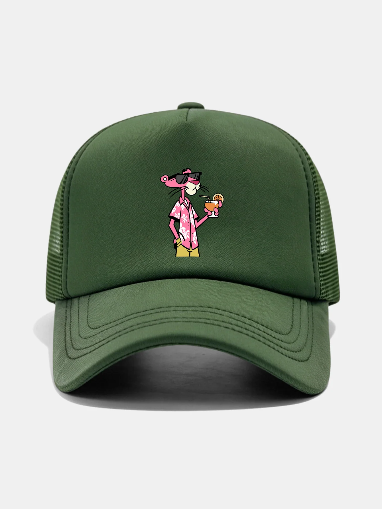 Vacation Pink Panther Print Mesh Baseball Cap - Image 11