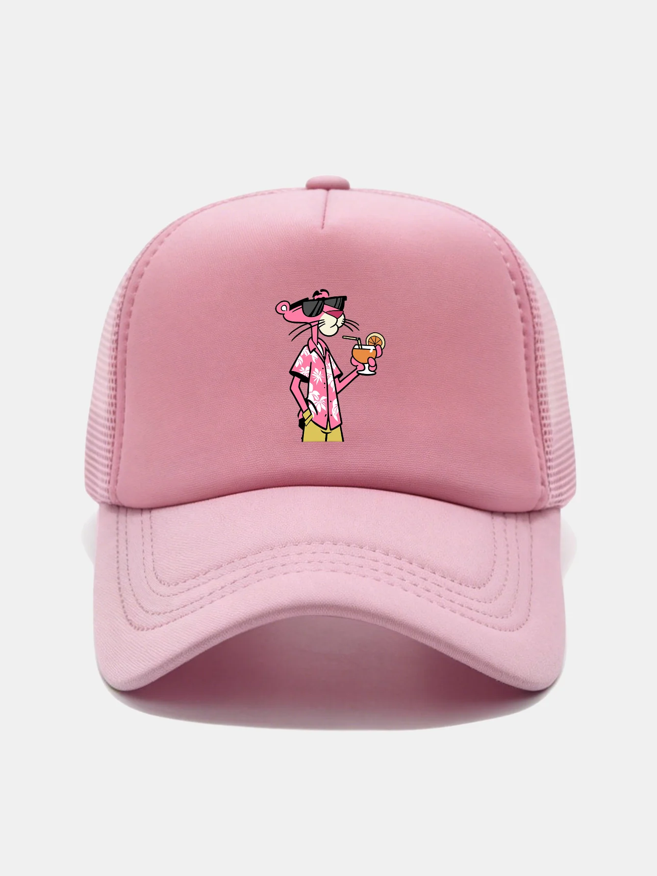 Vacation Pink Panther Print Mesh Baseball Cap - Image 15
