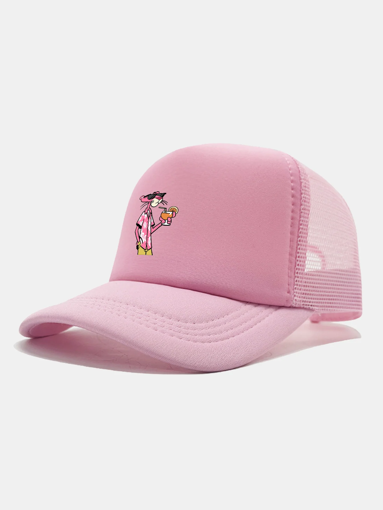 Vacation Pink Panther Print Mesh Baseball Cap - Image 16