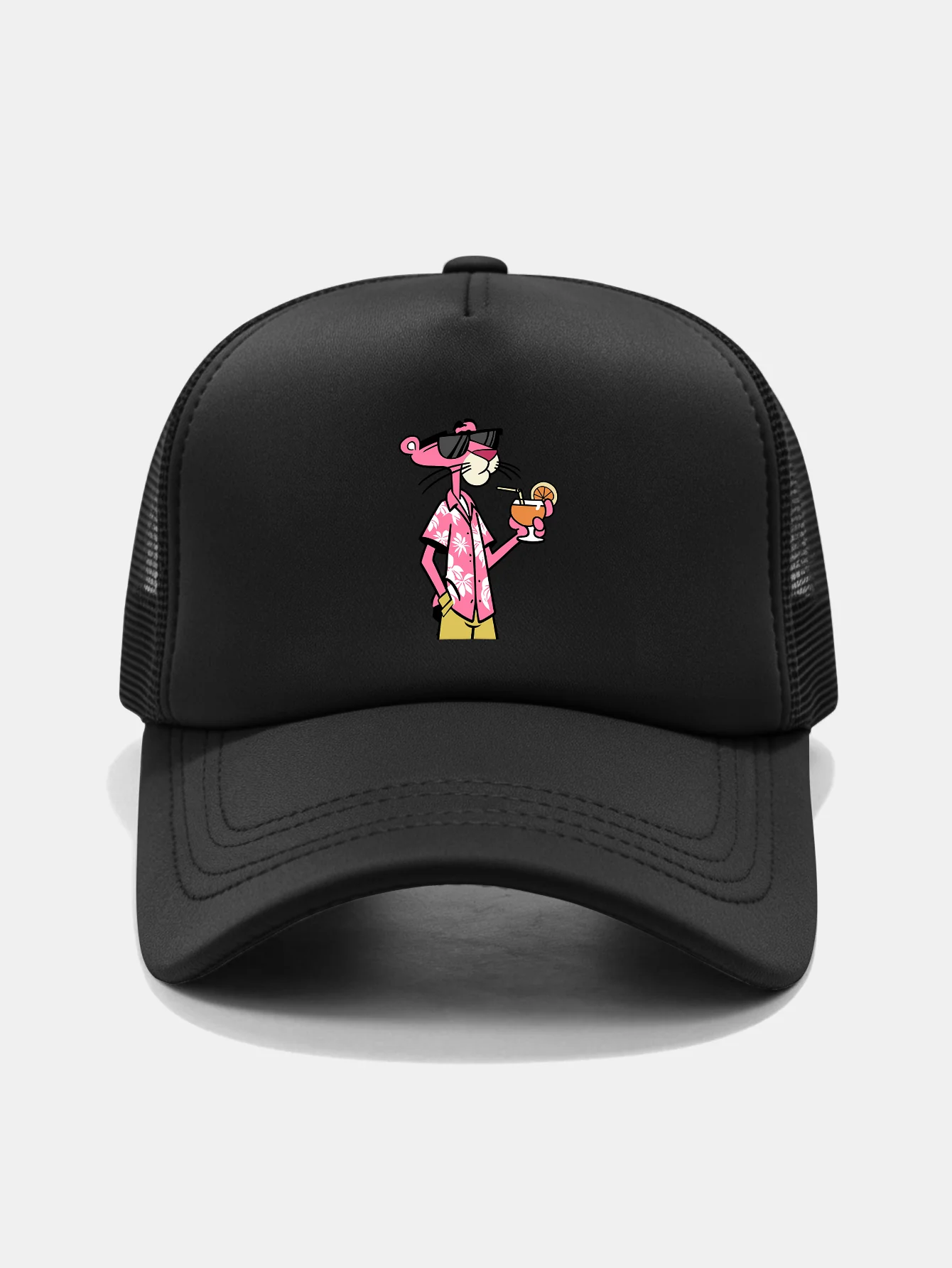 Vacation Pink Panther Print Mesh Baseball Cap - Image 3