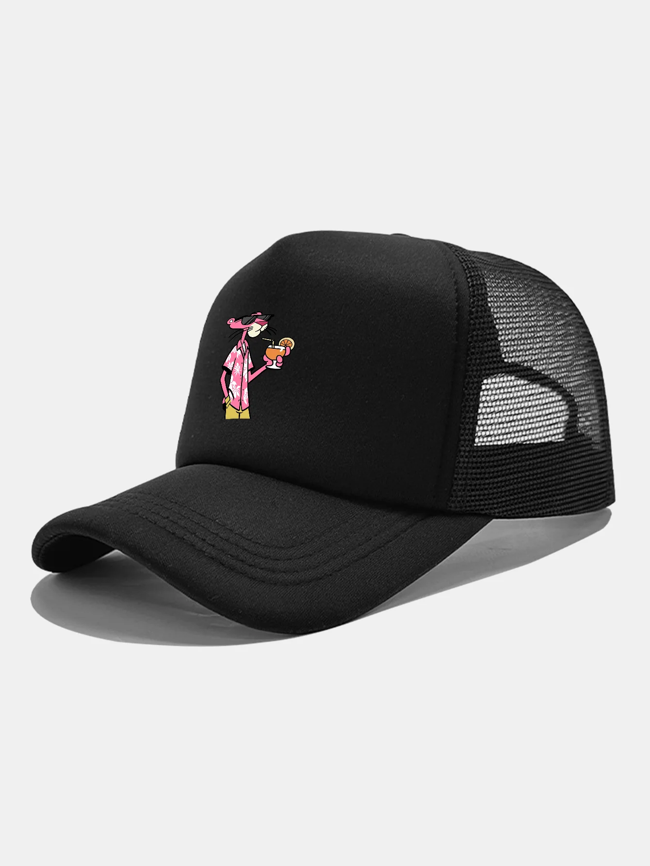 Vacation Pink Panther Print Mesh Baseball Cap - Image 4