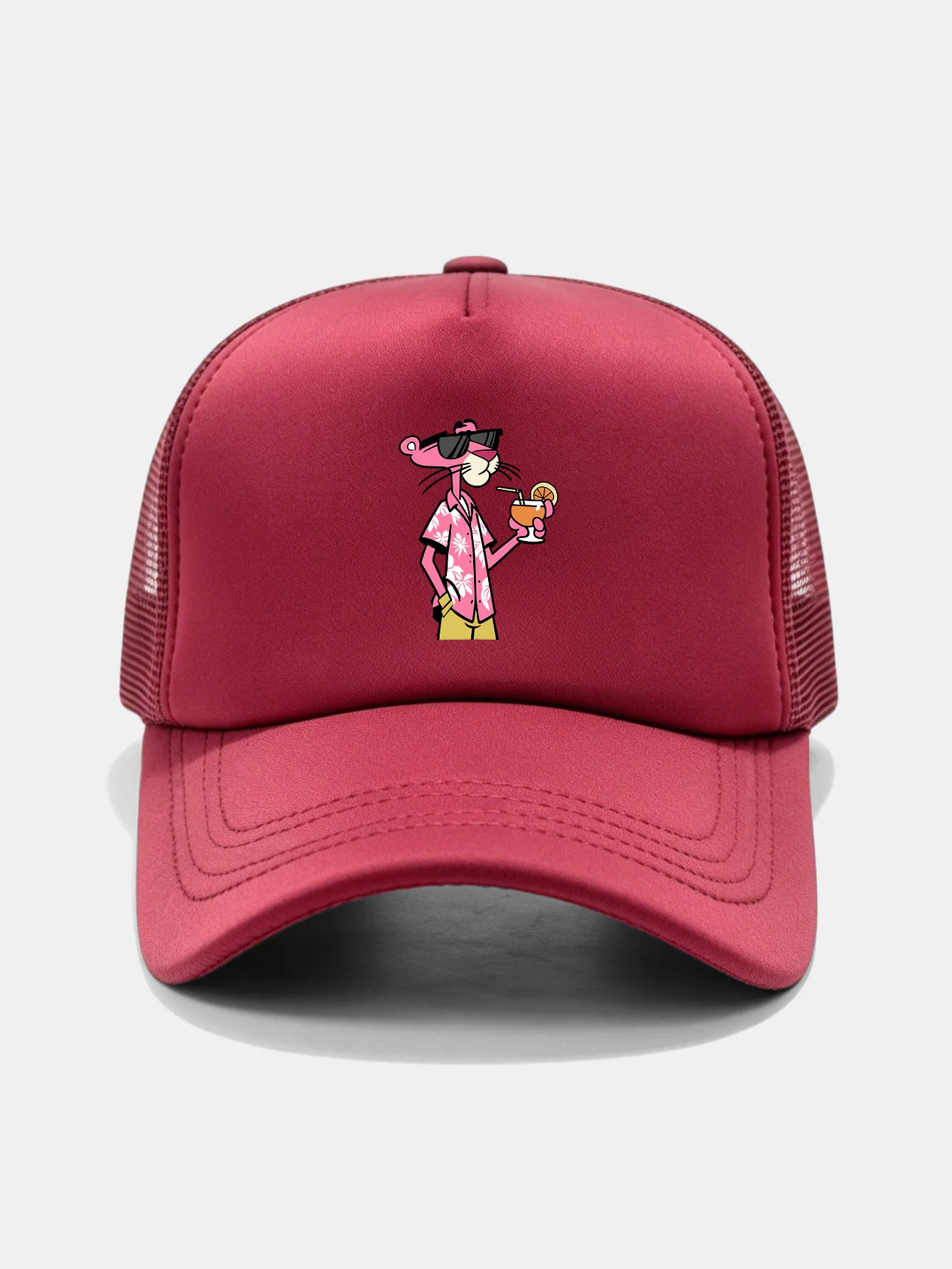 Vacation Pink Panther Print Mesh Baseball Cap - Image 9