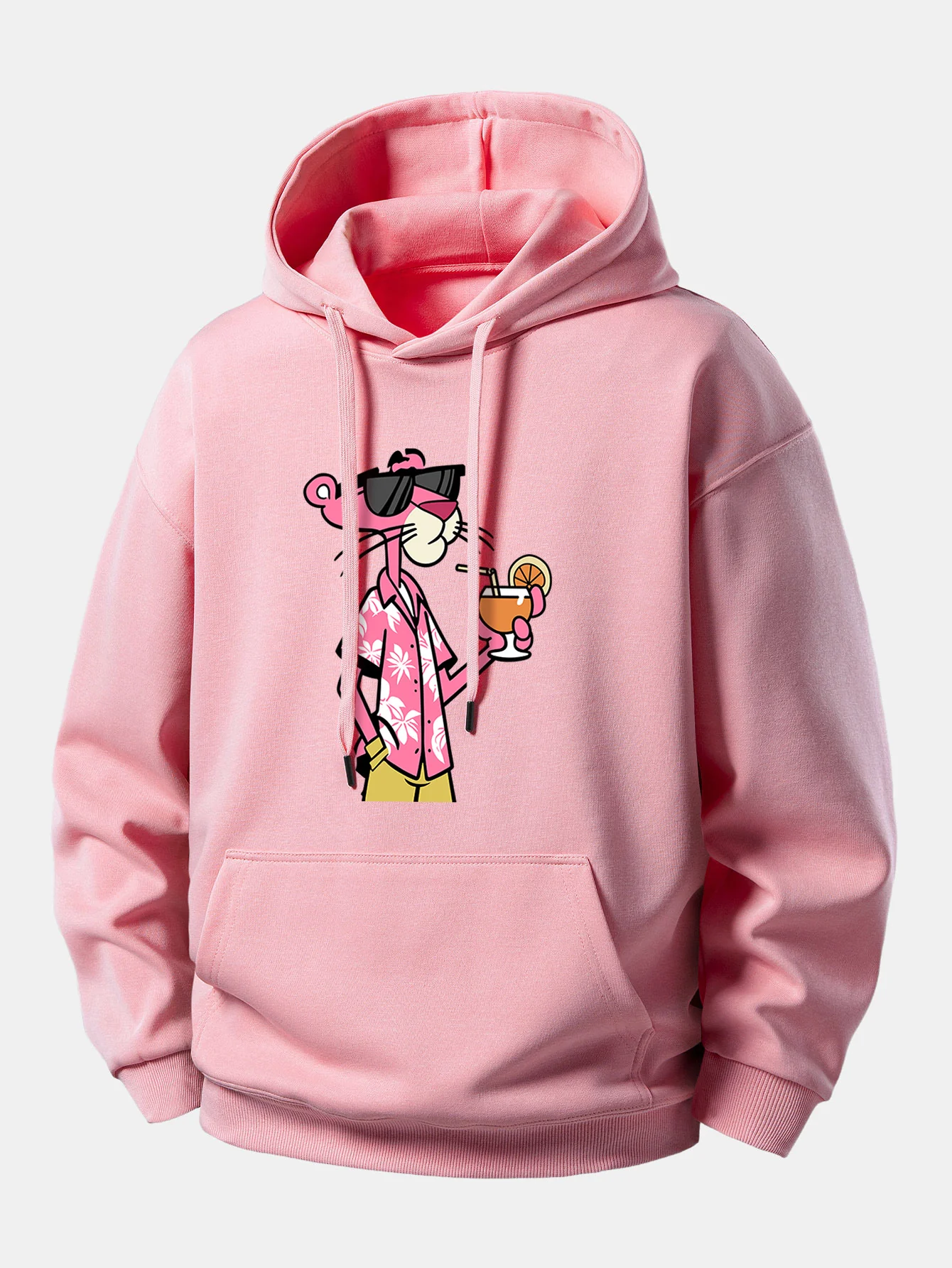 Vacation Pink Panther Print Relax Fit Hoodie