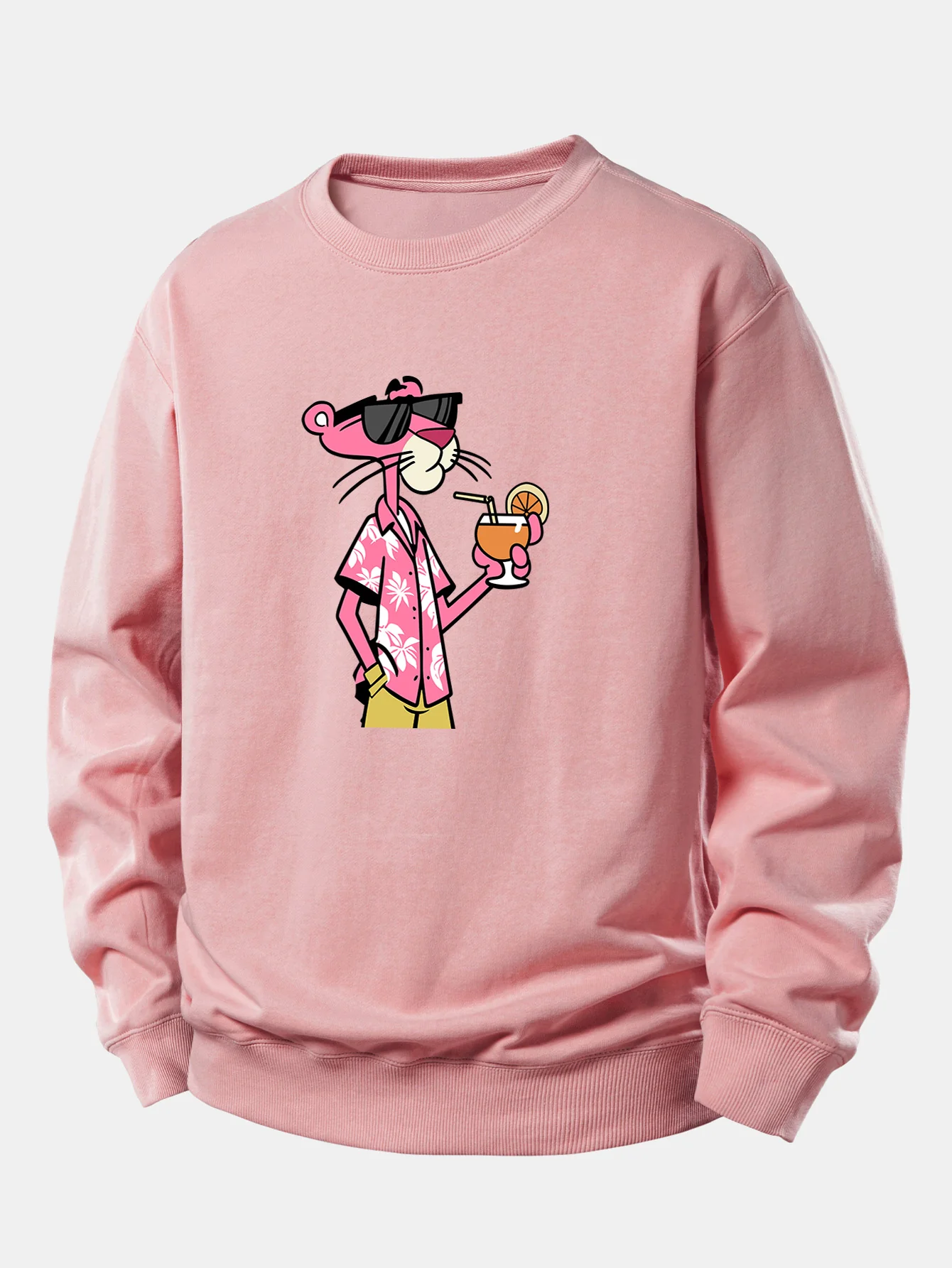 Vacation Pink Panther Print Relax Fit Sweatshirt