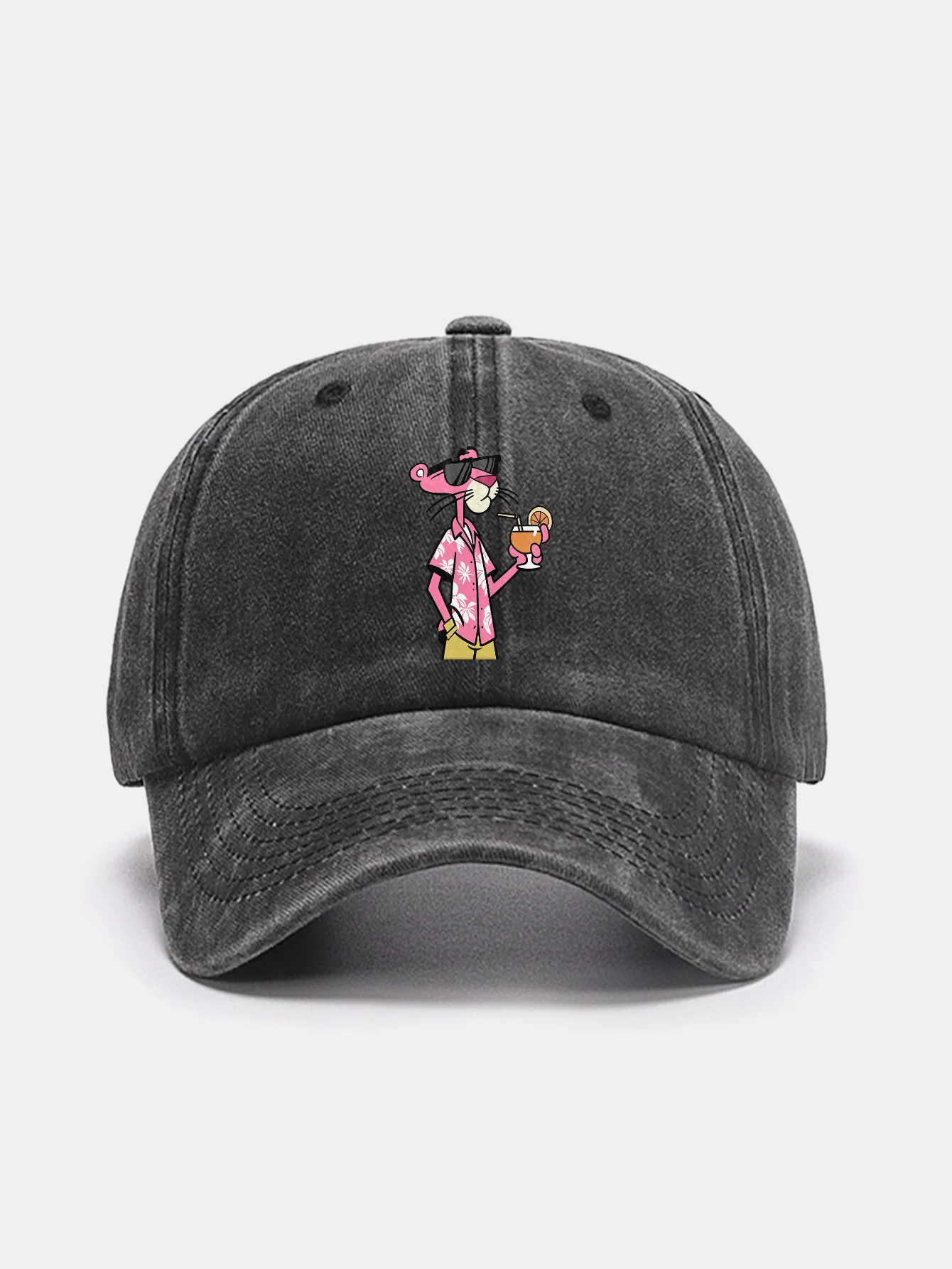 Vacation Pink Panther Print Washed Baseball Cap