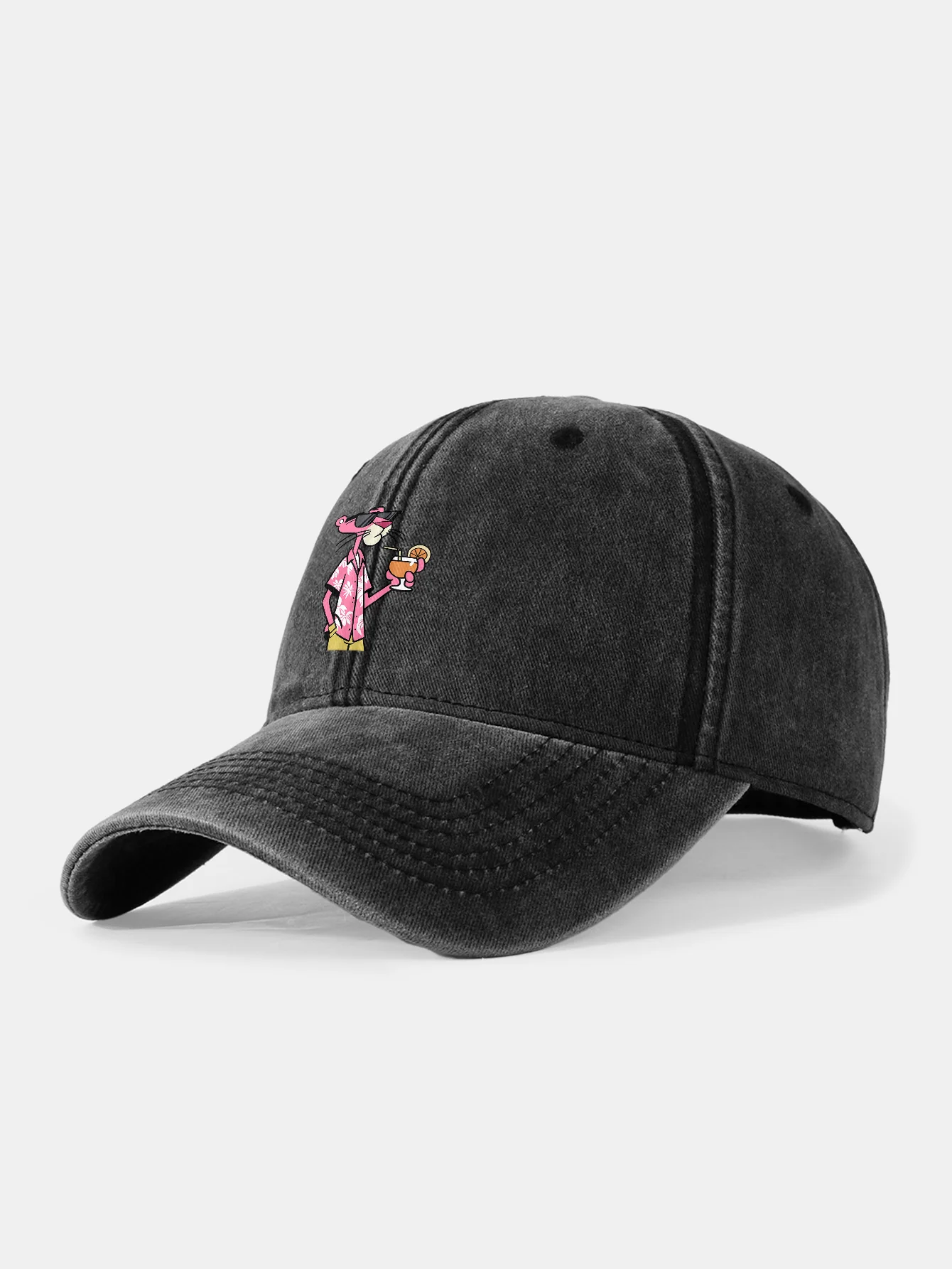 Vacation Pink Panther Print Washed Baseball Cap - Image 2