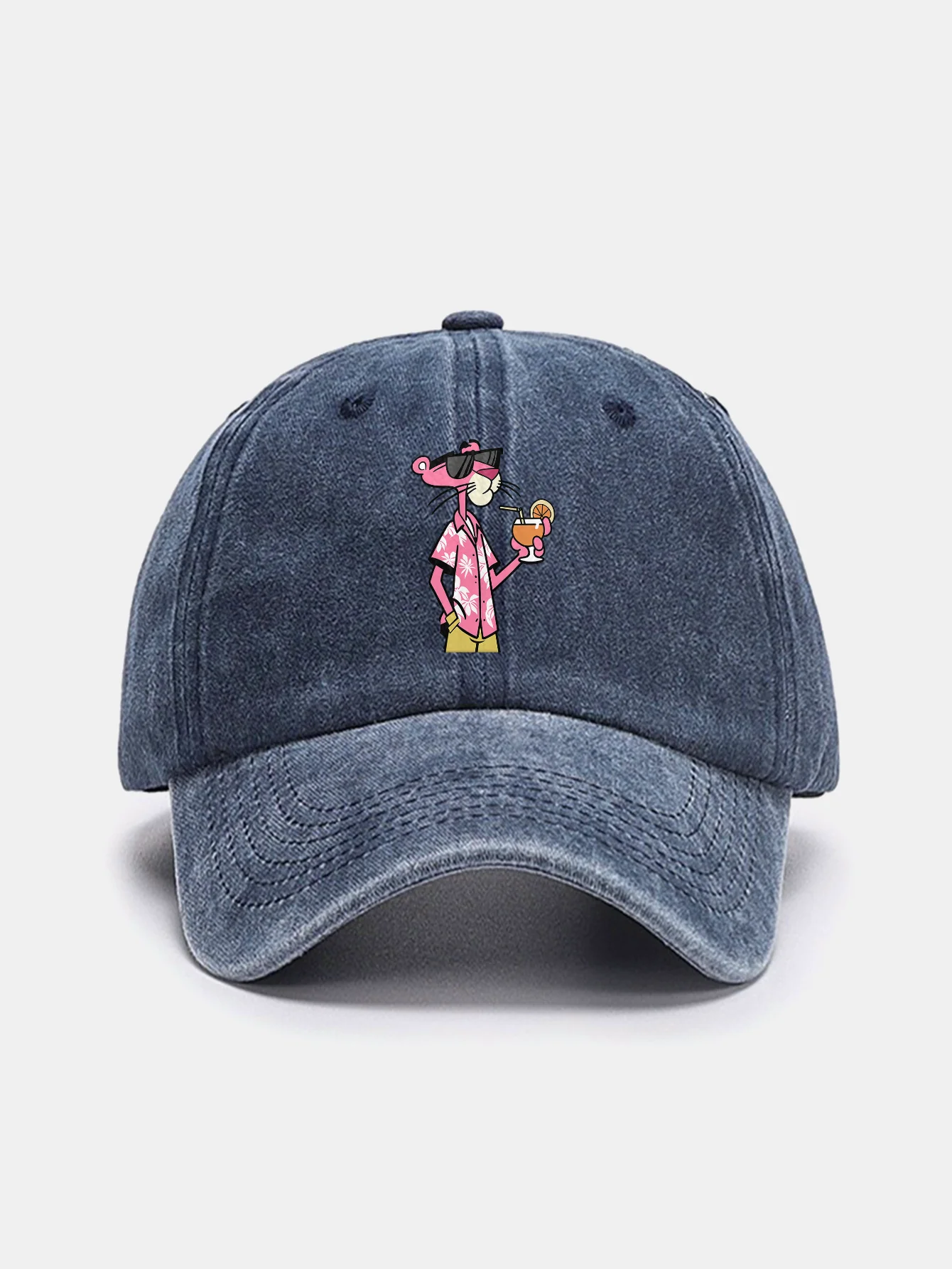 Vacation Pink Panther Print Washed Baseball Cap - Image 3