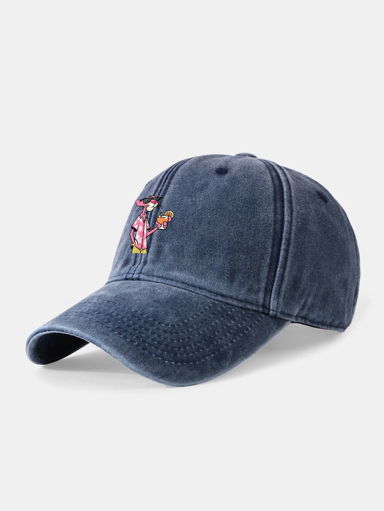 Vacation Pink Panther Print Washed Baseball Cap - Image 4
