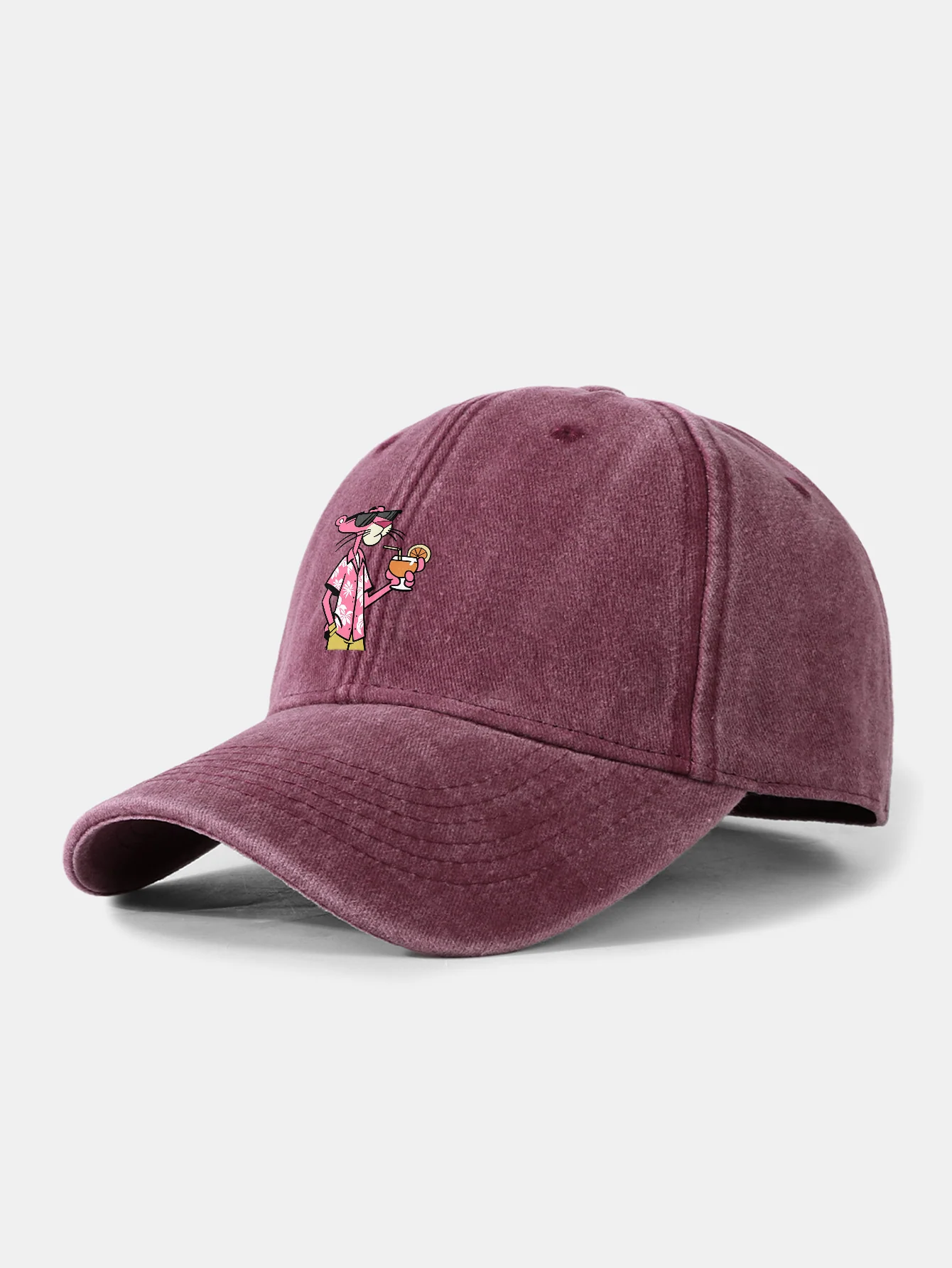 Vacation Pink Panther Print Washed Baseball Cap - Image 6