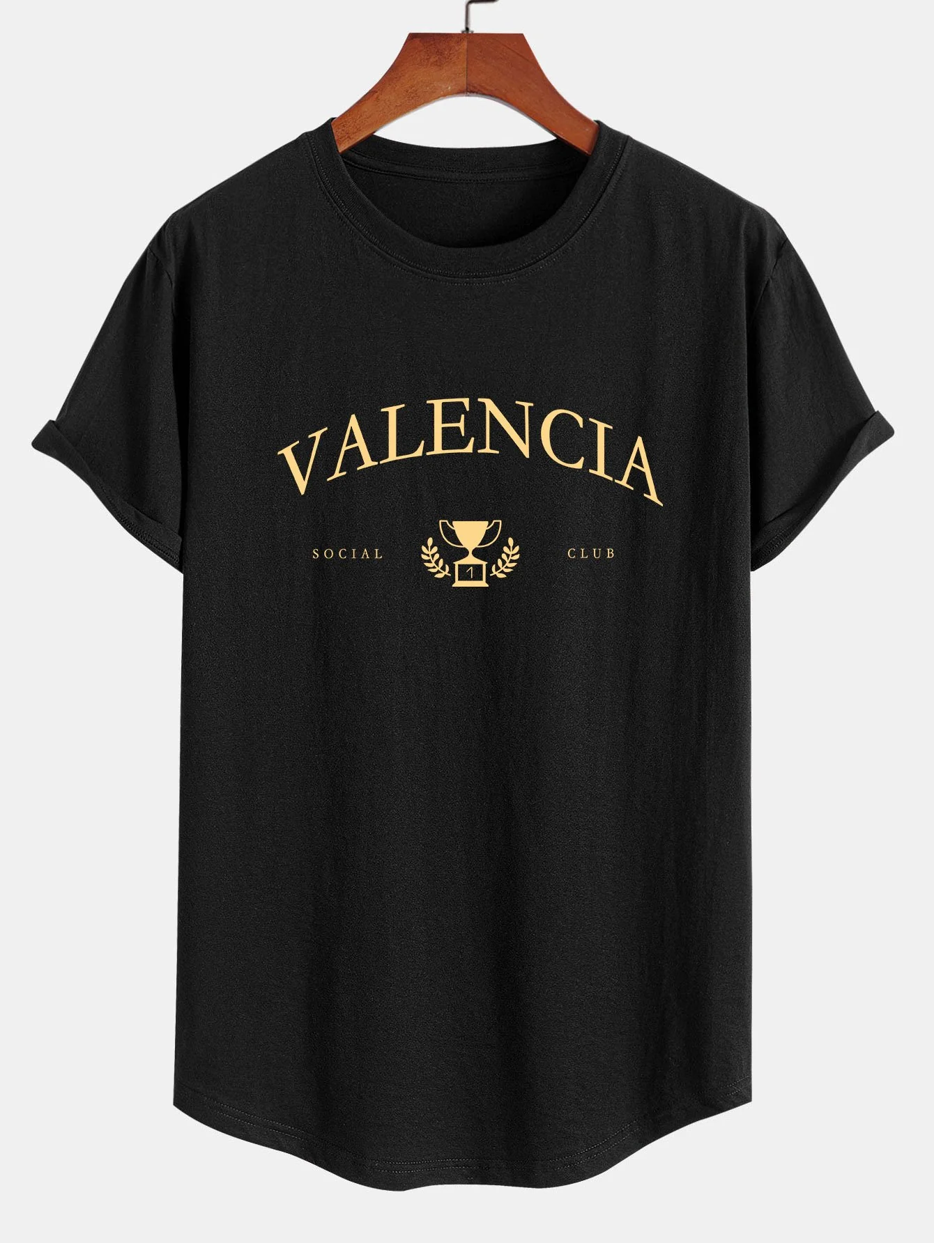 Valencia Slogan Druck Baumwolle Bogen Saum T-Shirt - Image 2