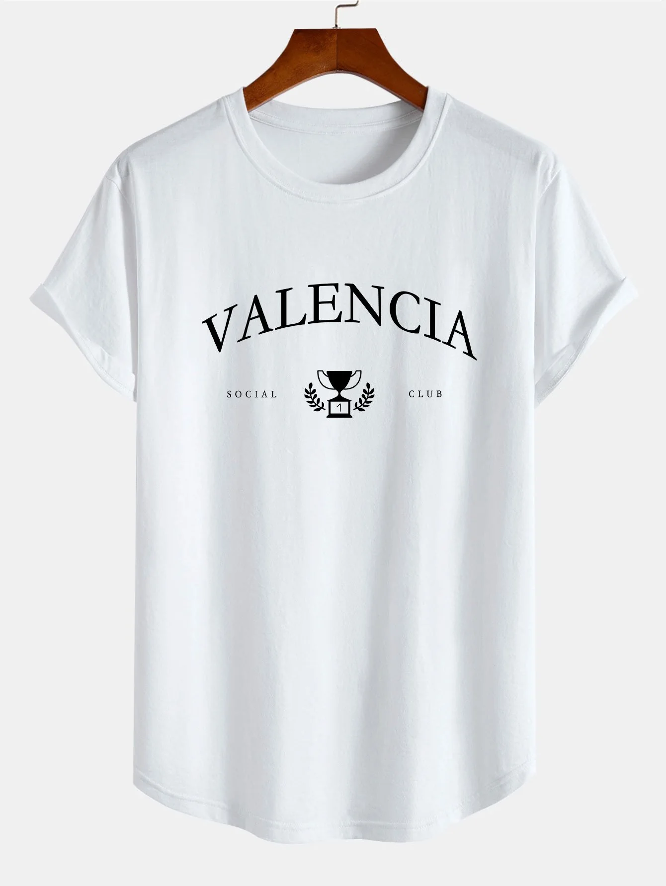 Valencia Slogan Druck Baumwolle Bogen Saum T-Shirt - Image 5