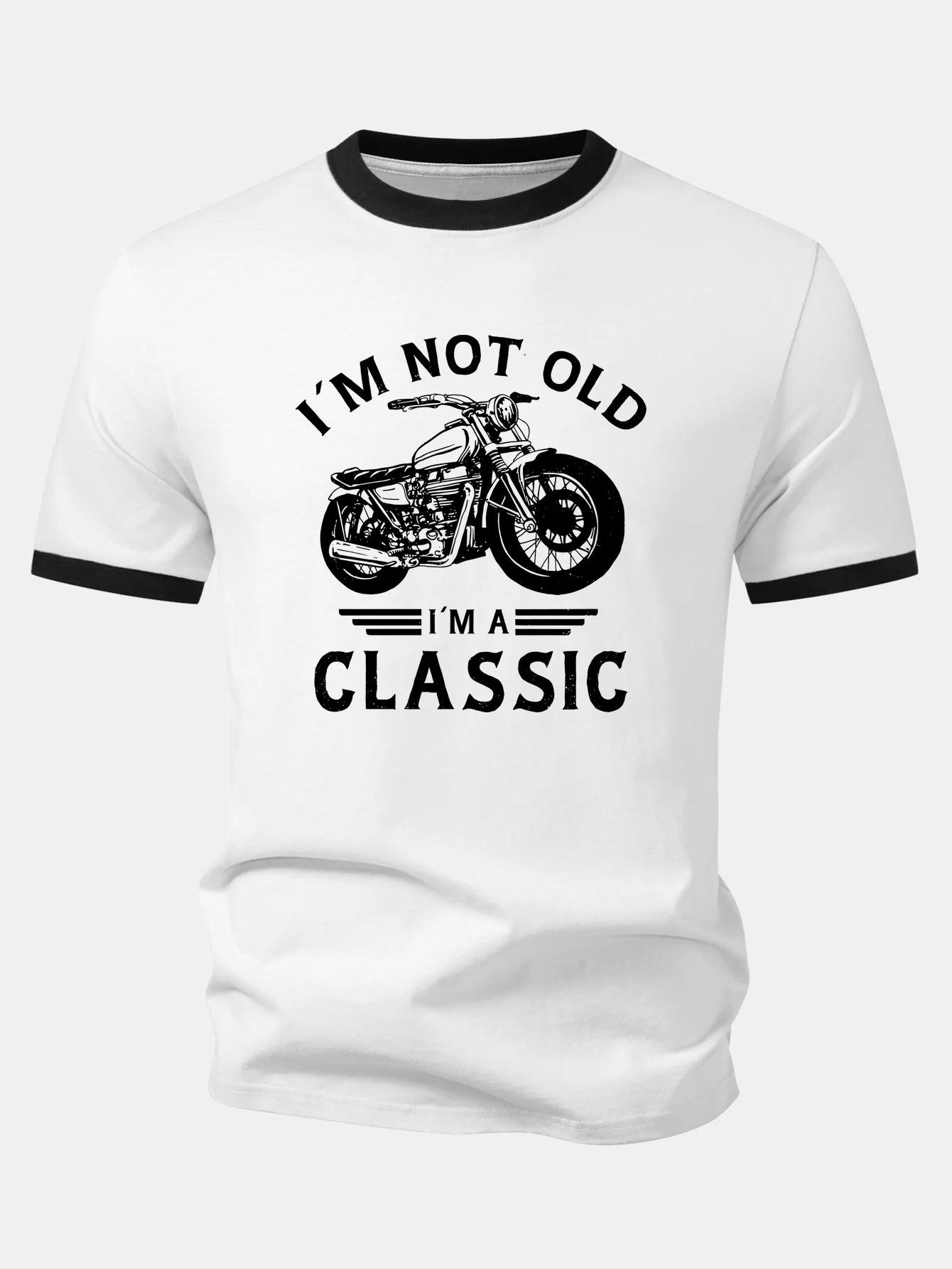 Vantage Motorcycle Print Contrast Ringer T-Shirt