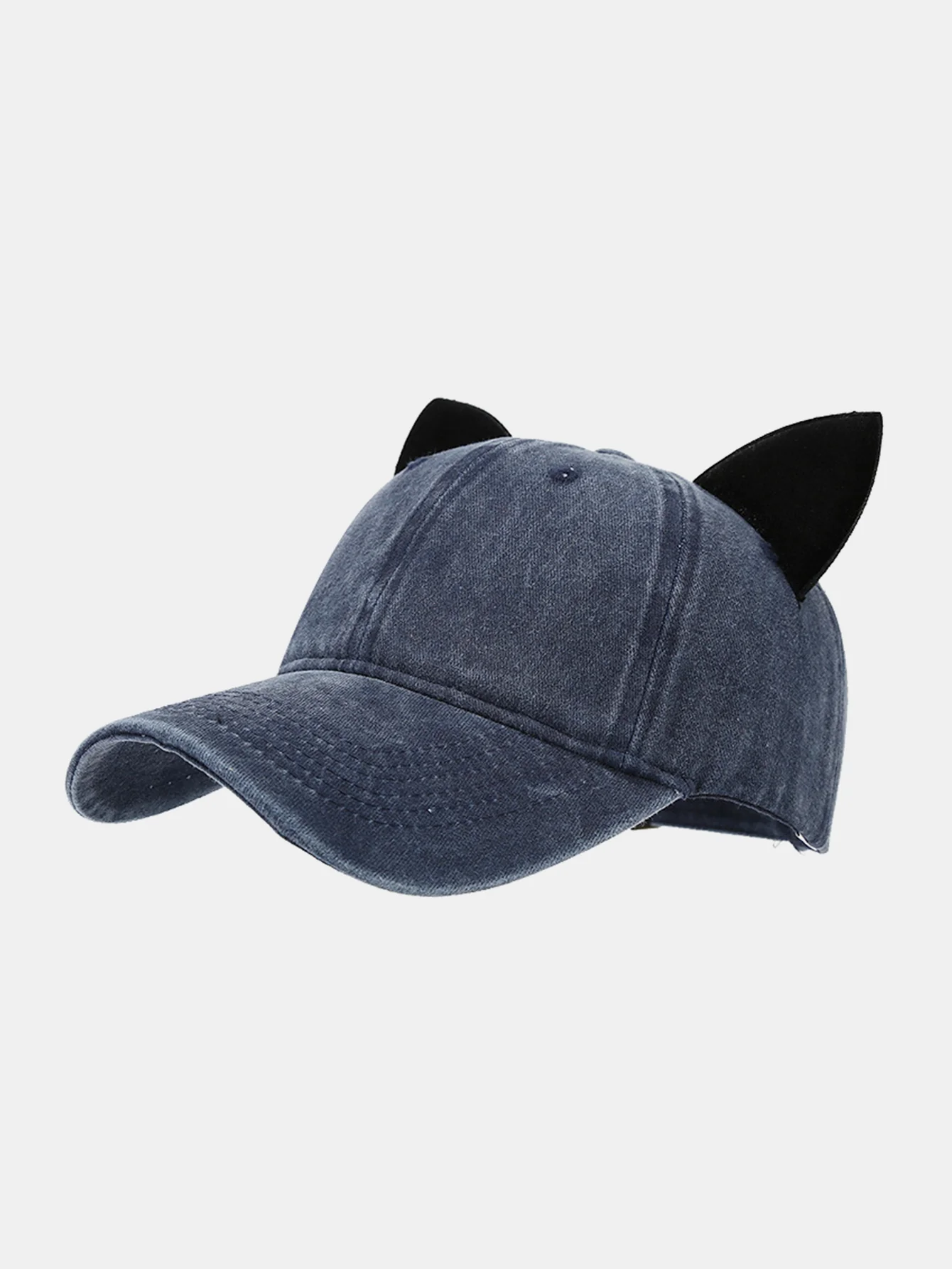 Velvet Cat Ear Design Washed Baseball Cap - Image 2